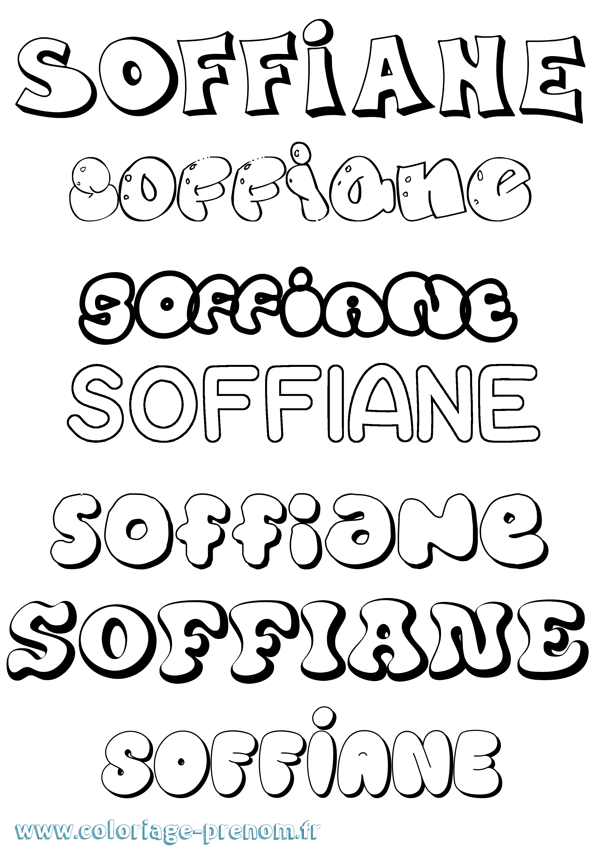 Coloriage Soffiane Bubble Coloriage prénom Soffiane Bubble