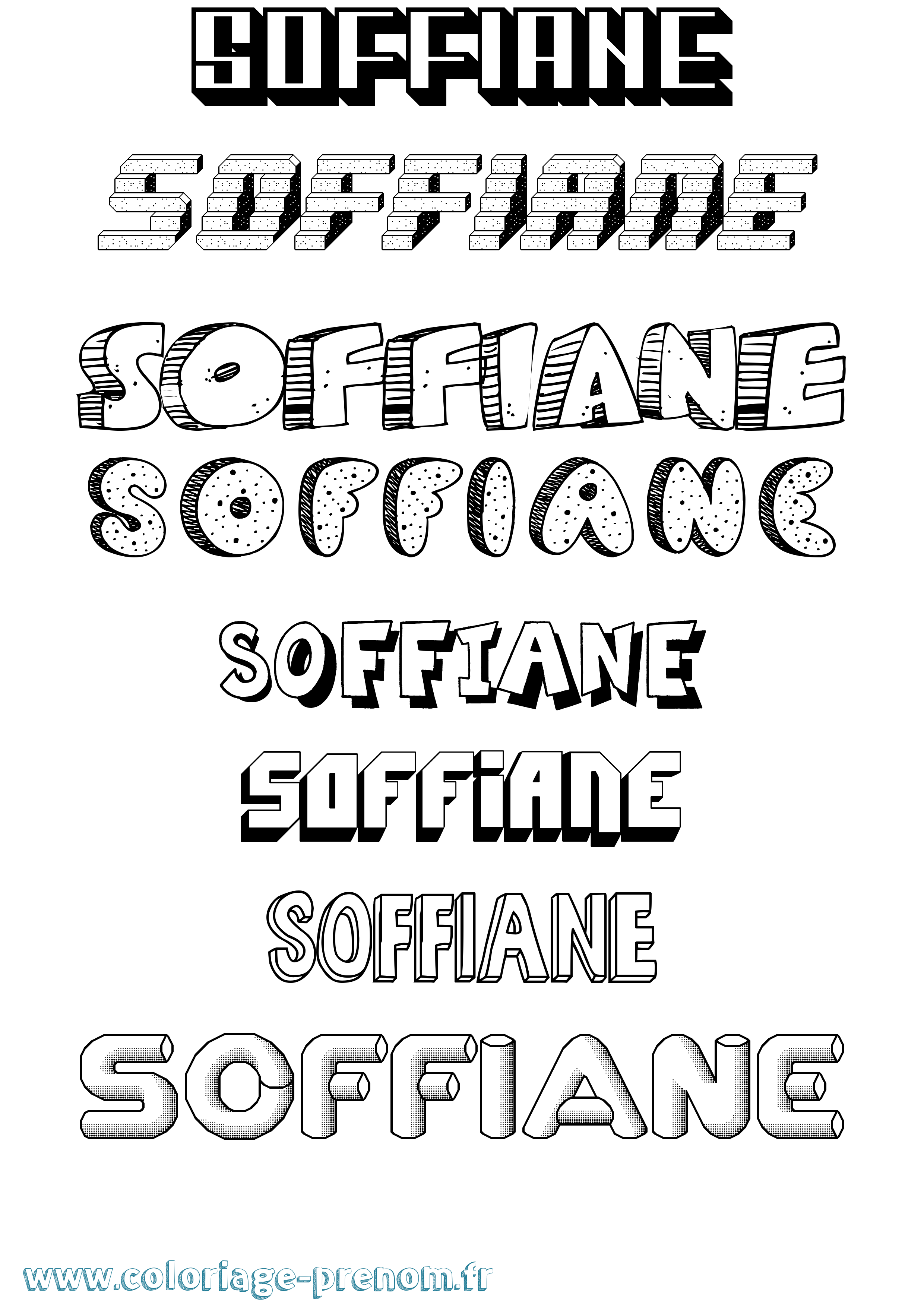Coloriage Soffiane Effet 3D Coloriage prénom Soffiane Effet 3D