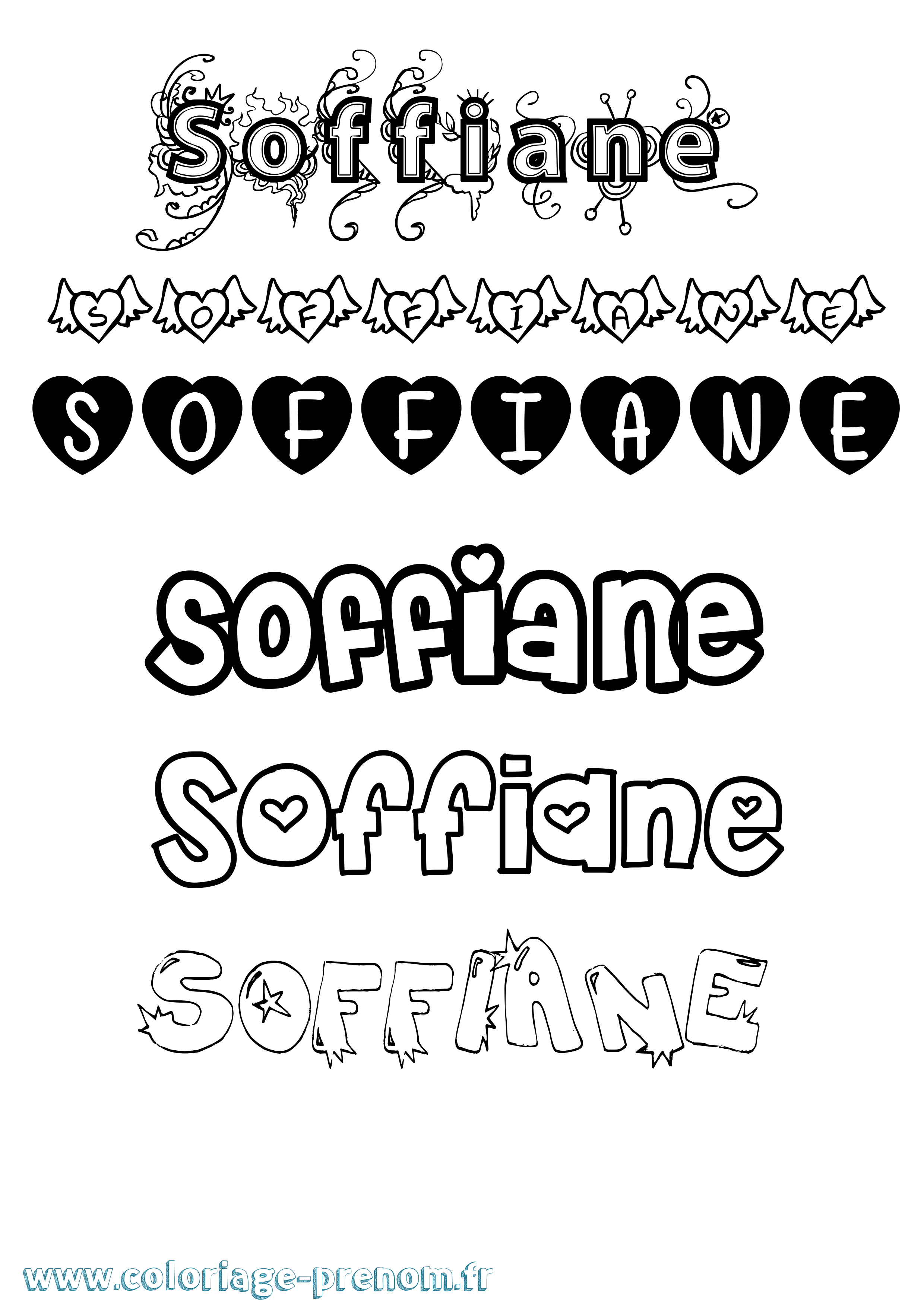 Coloriage Soffiane Girly Coloriage prénom Soffiane Girly