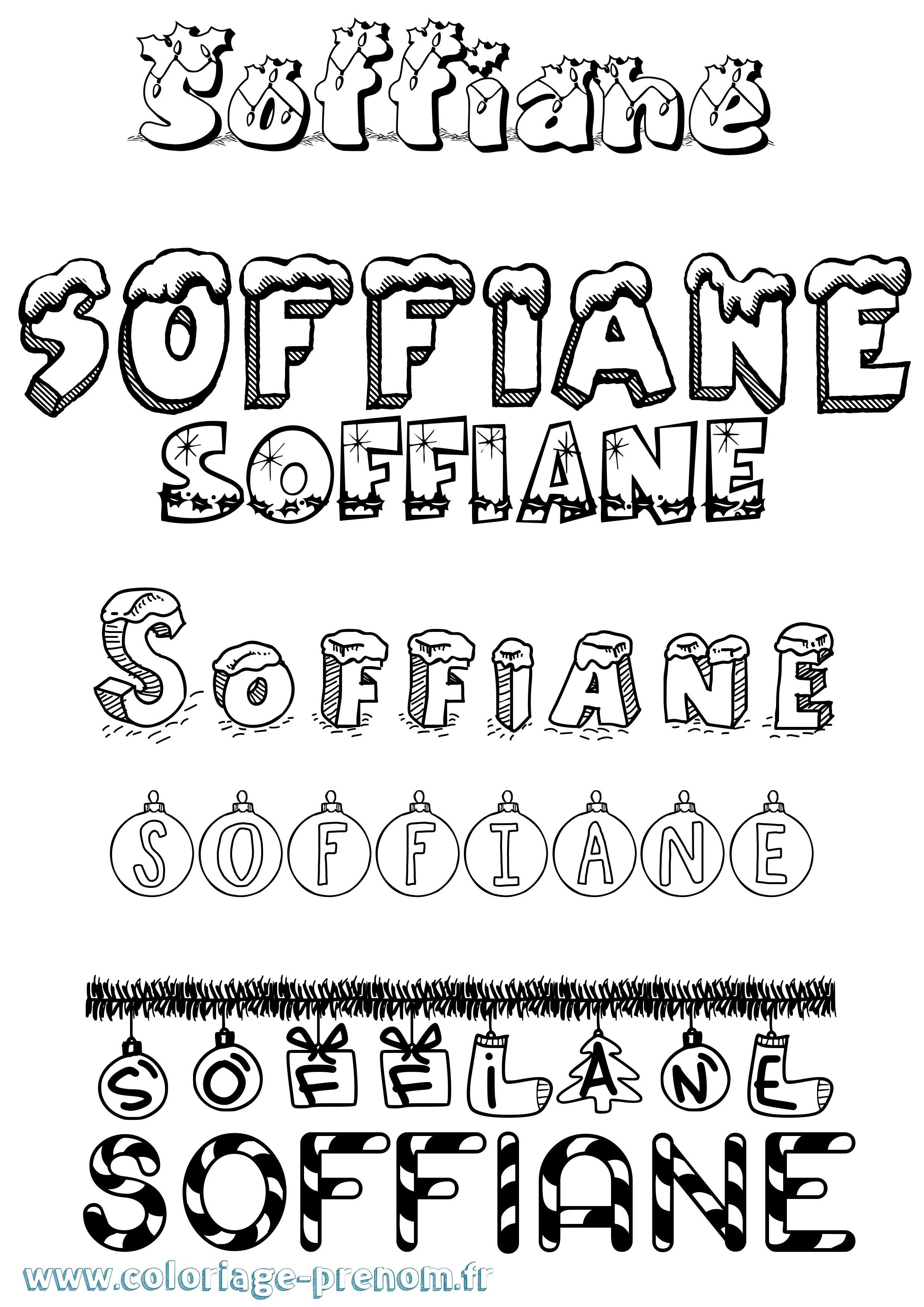 Coloriage Soffiane Noël Coloriage prénom Soffiane Noël