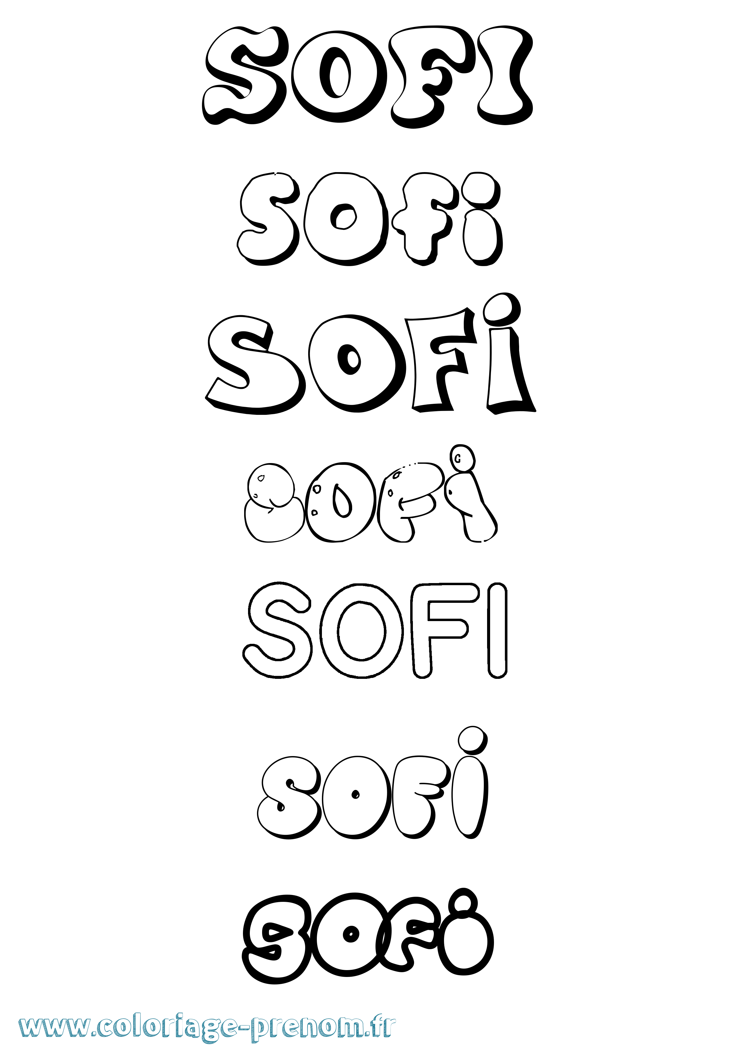 Coloriage Sofi Bubble Coloriage prénom Sofi Bubble