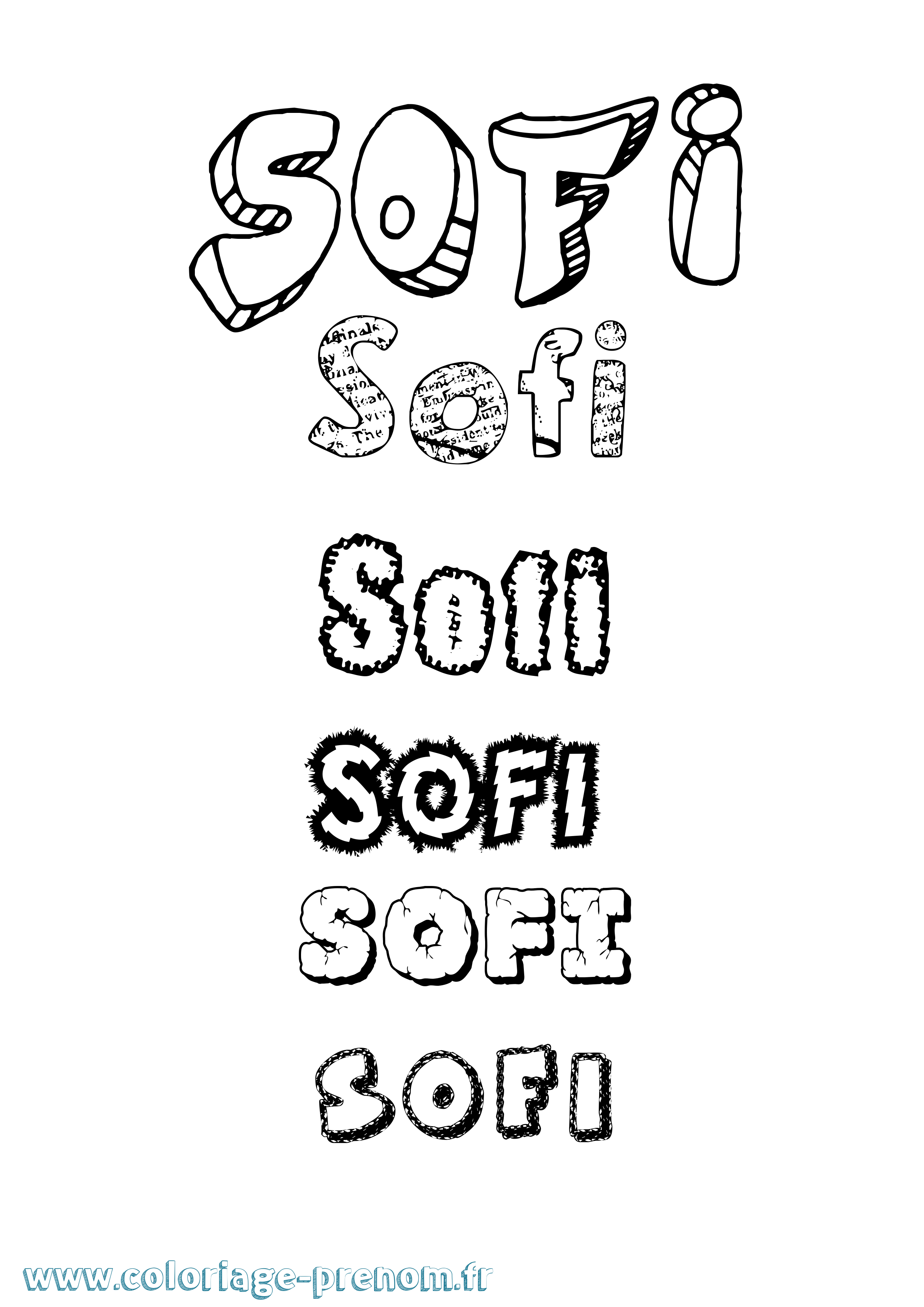 Coloriage Sofi Destructuré Coloriage prénom Sofi Destructuré