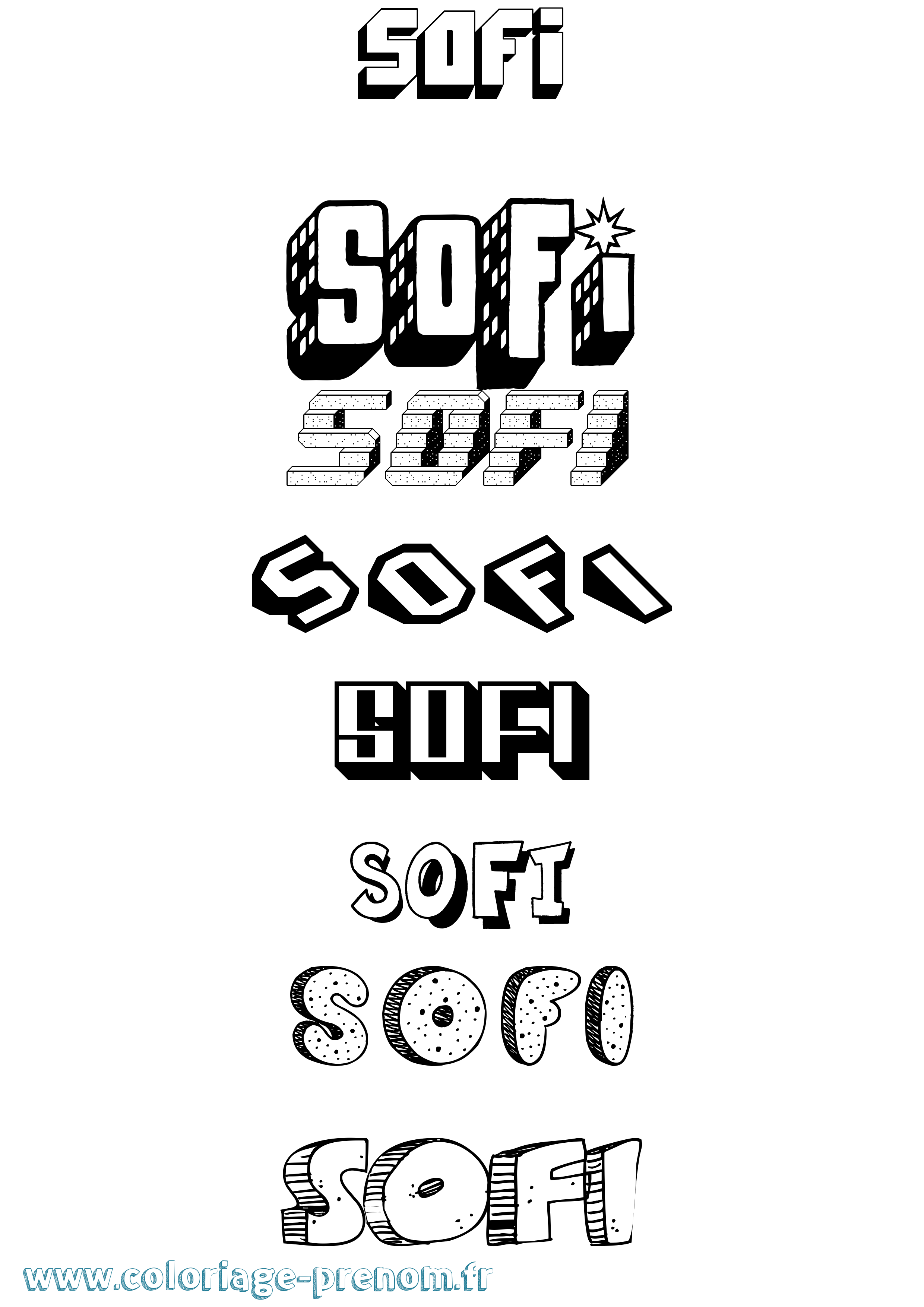 Coloriage Sofi Effet 3D Coloriage prénom Sofi Effet 3D