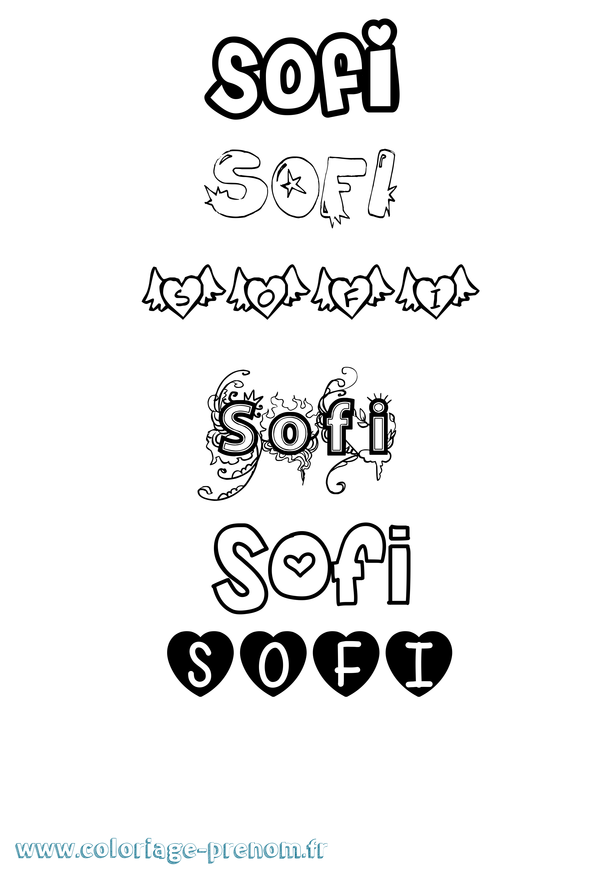 Coloriage Sofi Girly Coloriage prénom Sofi Girly