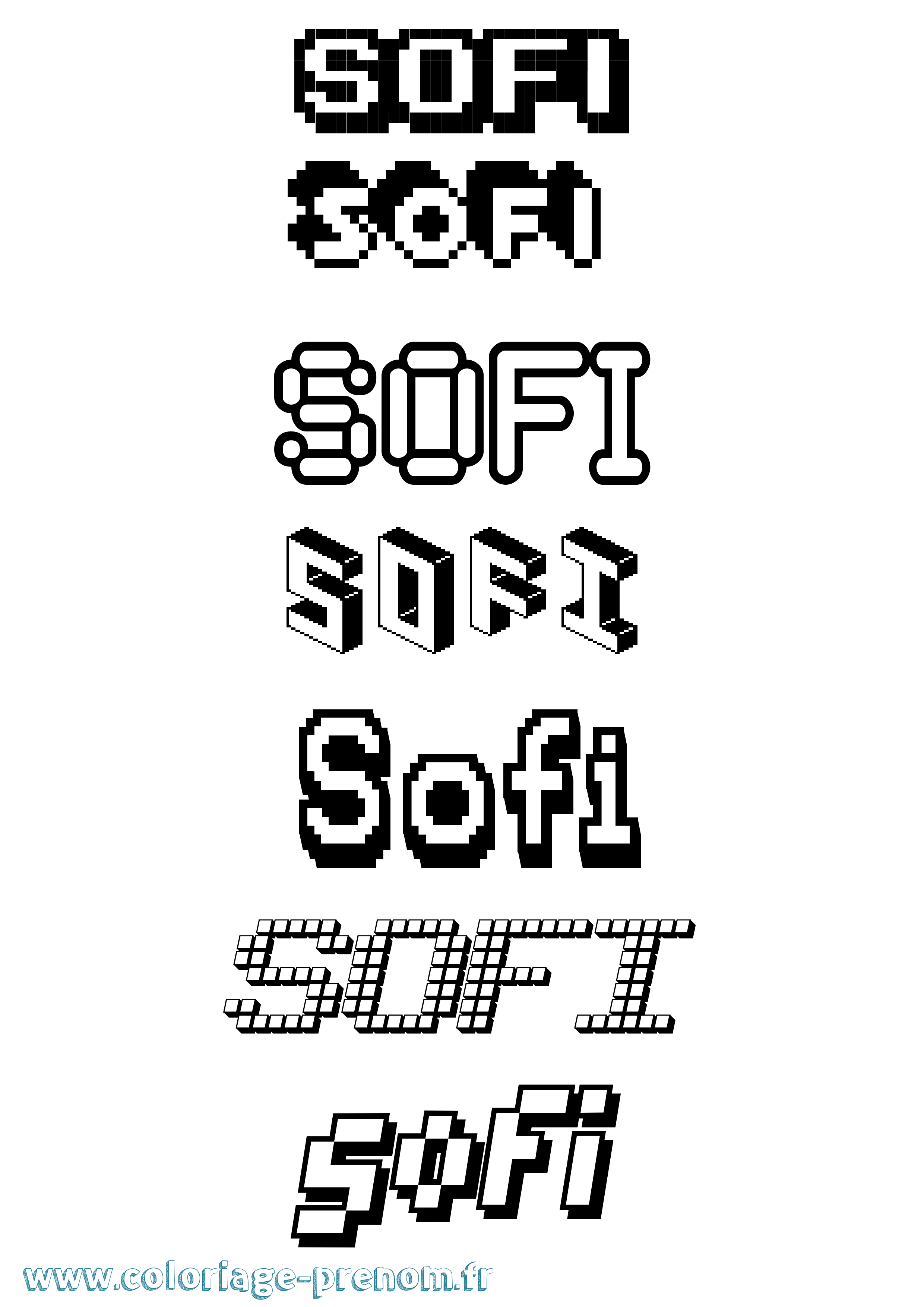 Coloriage Sofi Pixel Coloriage prénom Sofi Pixel