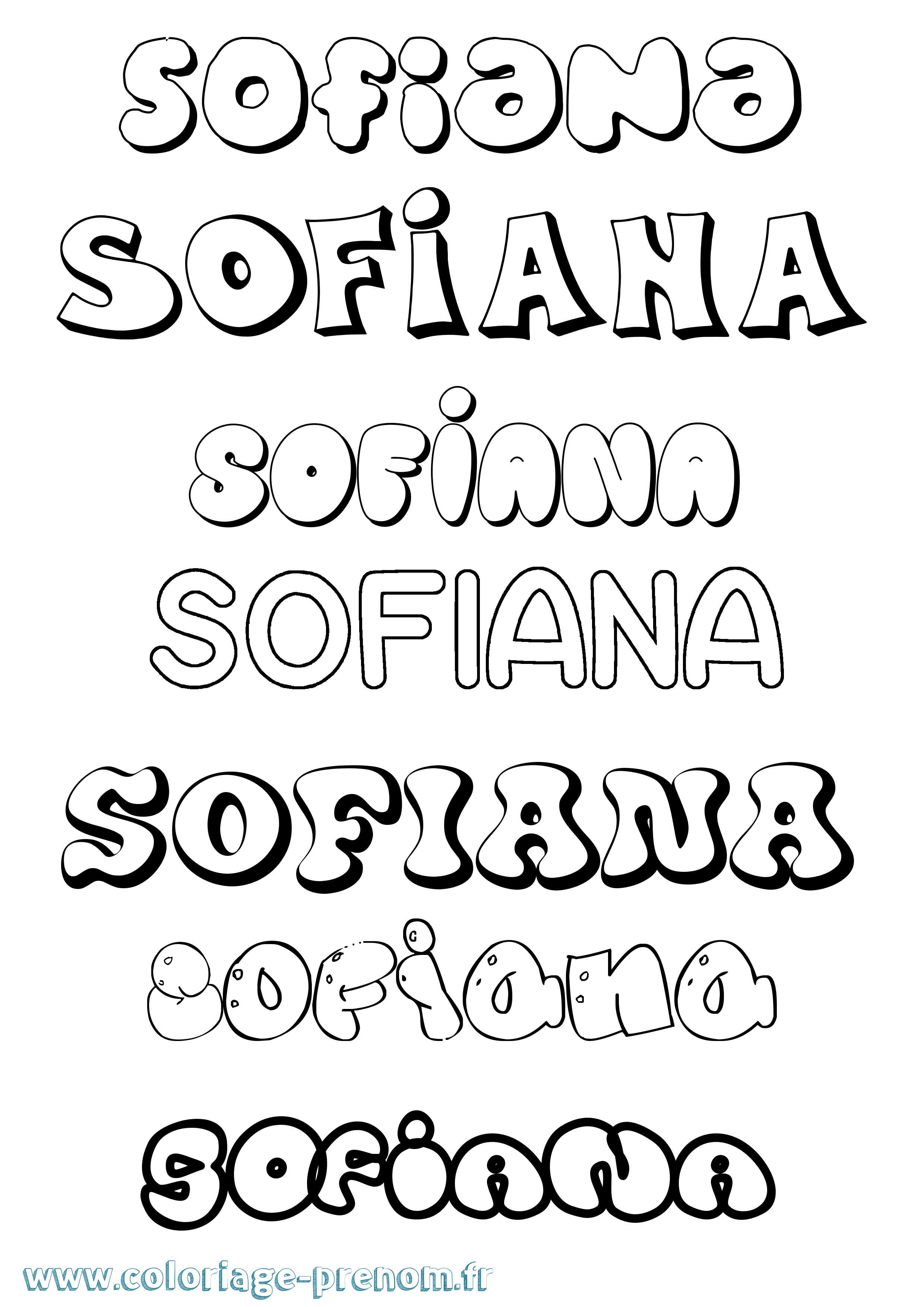 Coloriage Sofiana Bubble Coloriage prénom Sofiana Bubble
