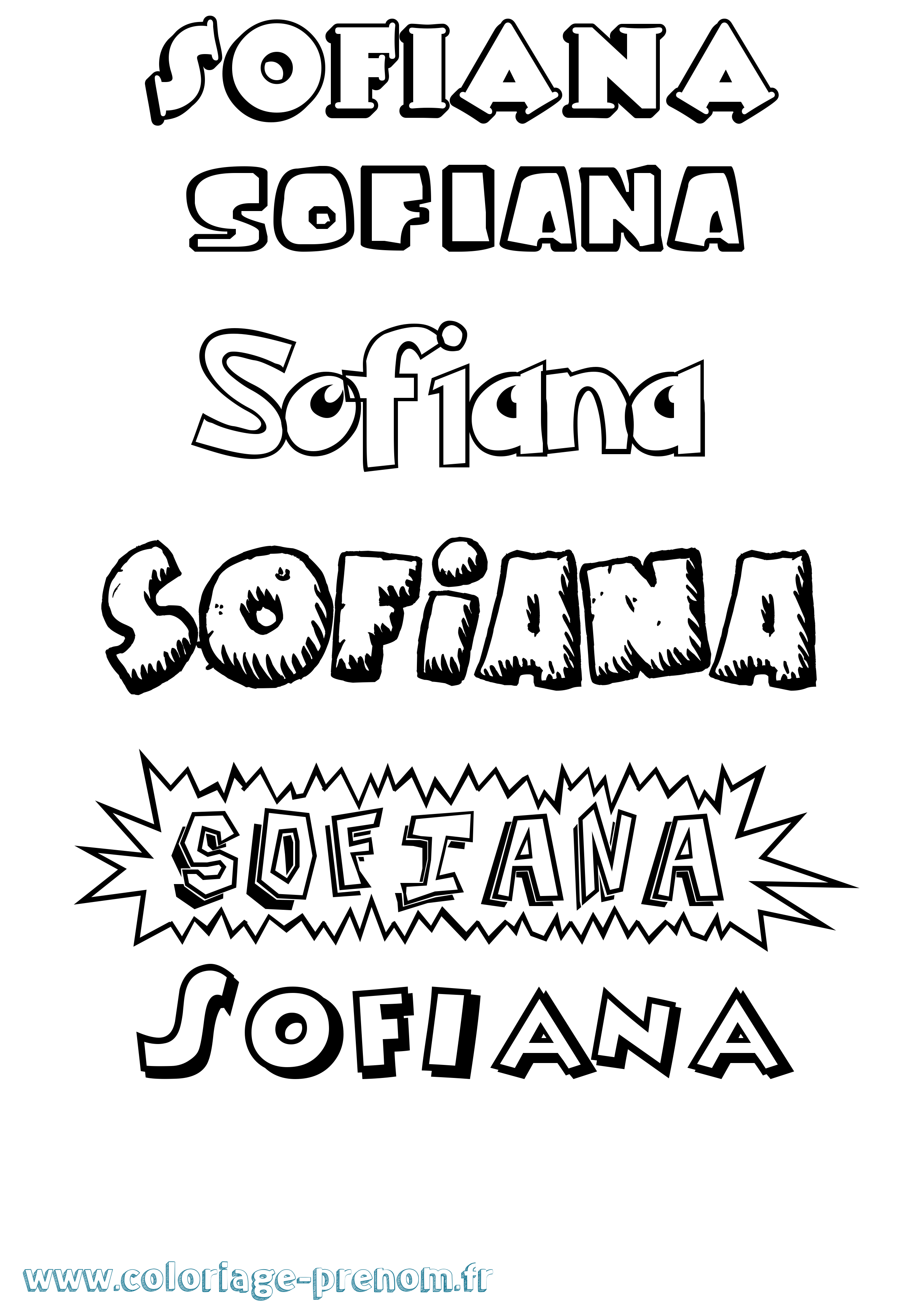 Coloriage Sofiana Dessin Animé Coloriage prénom Sofiana Dessin Animé