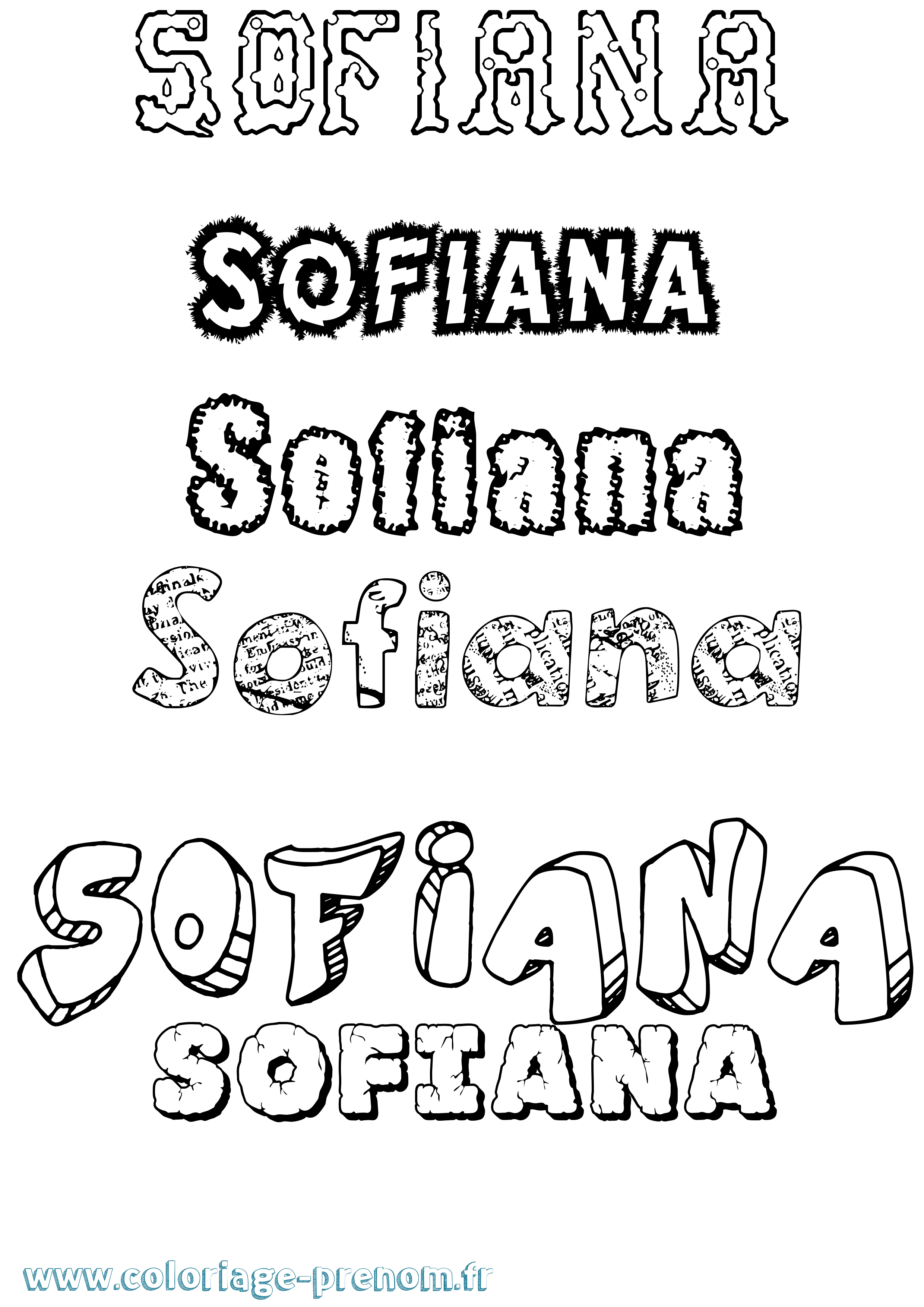 Coloriage Sofiana Destructuré Coloriage prénom Sofiana Destructuré