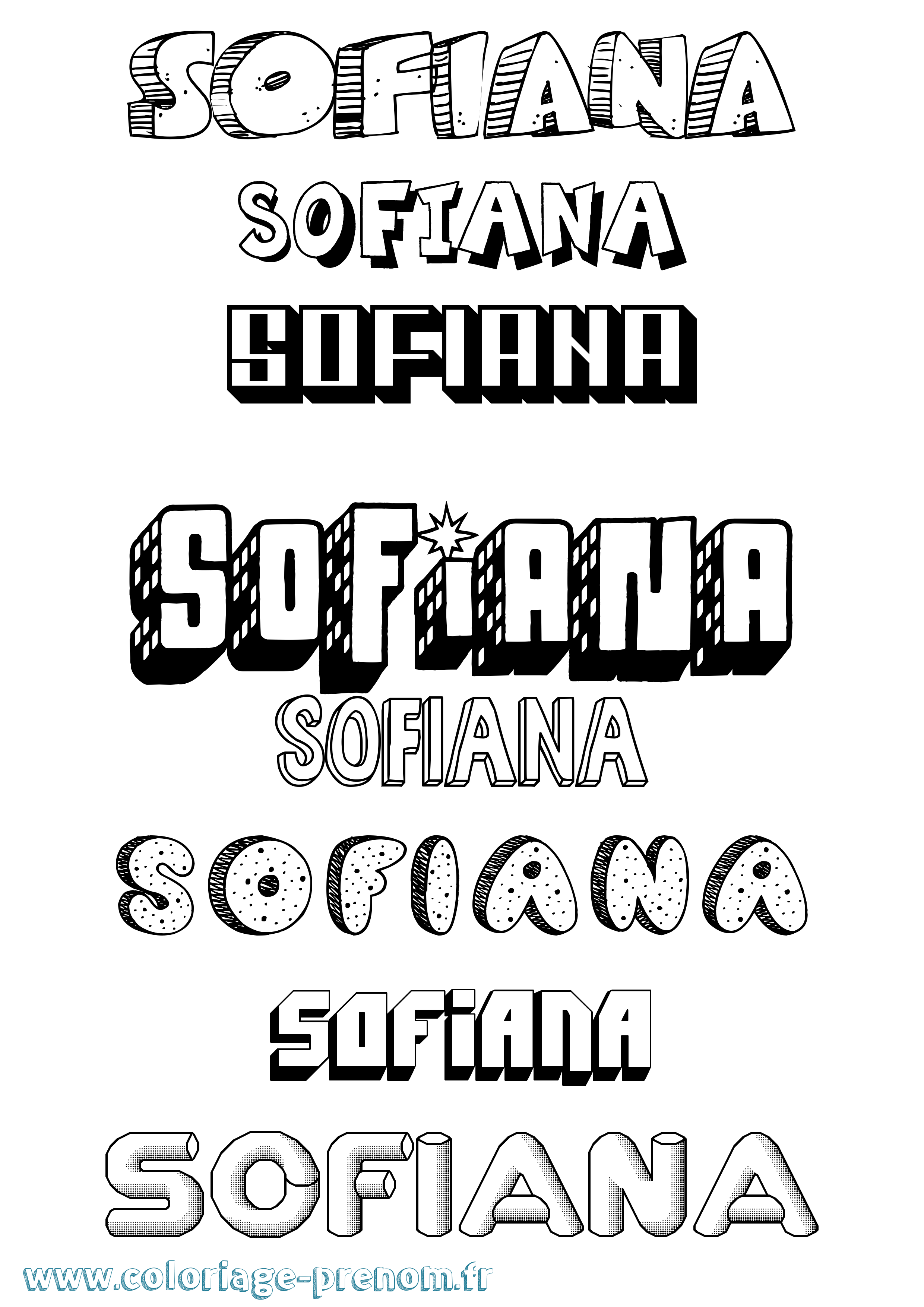 Coloriage Sofiana Effet 3D Coloriage prénom Sofiana Effet 3D
