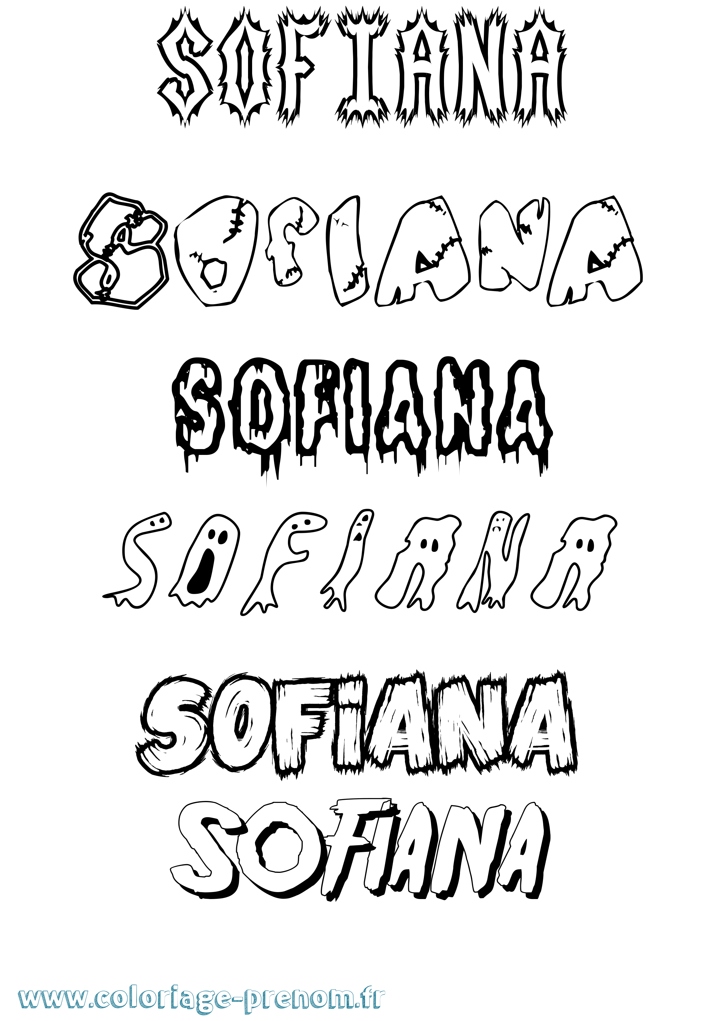 Coloriage Sofiana Frisson Coloriage prénom Sofiana Frisson