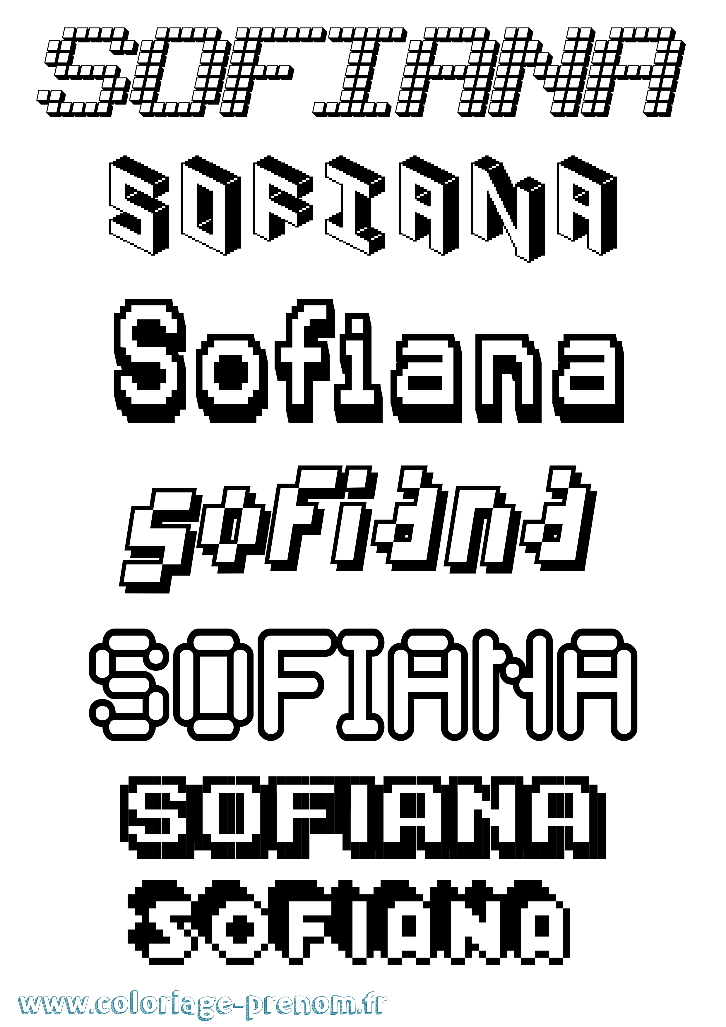Coloriage Sofiana Pixel Coloriage prénom Sofiana Pixel