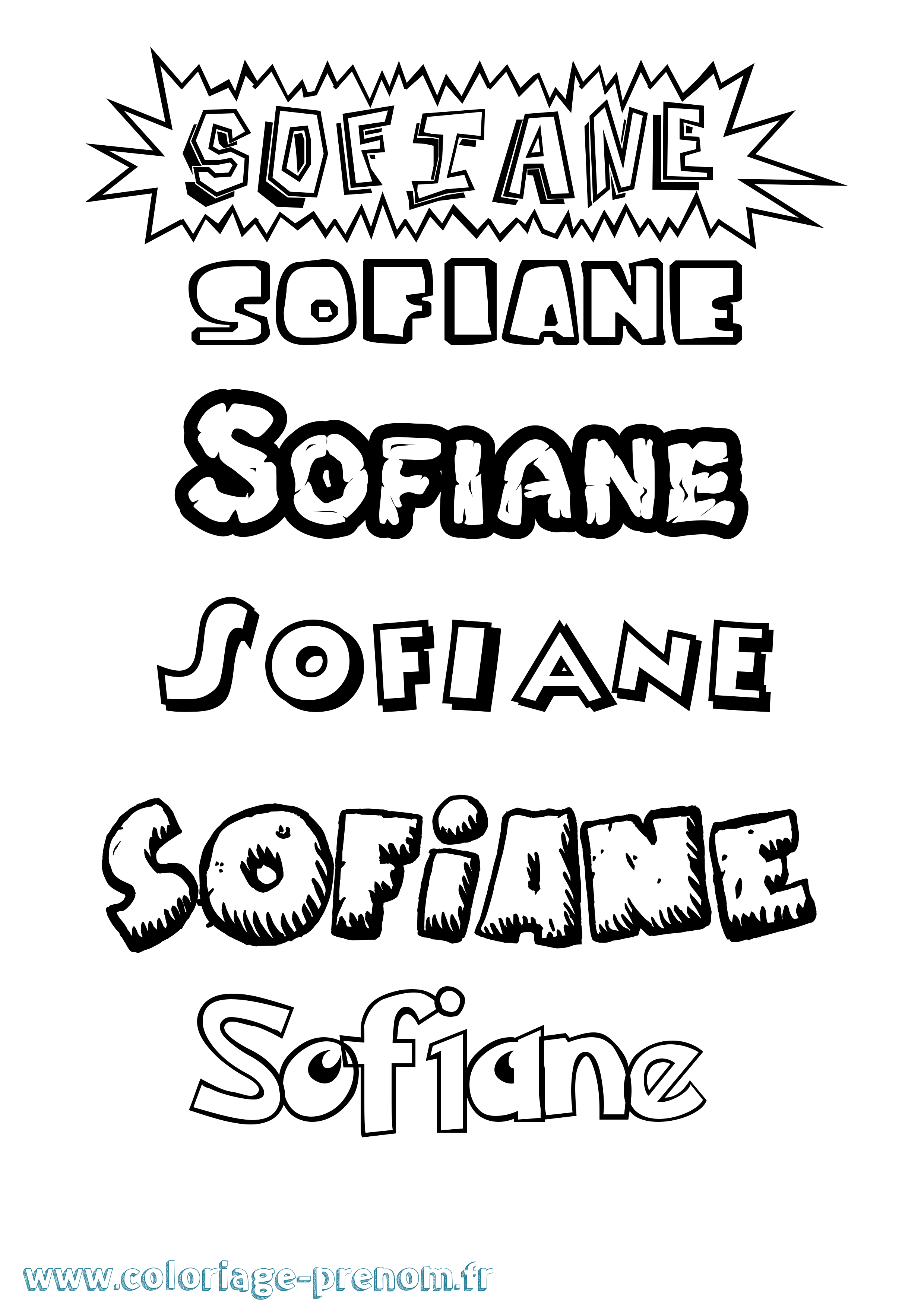 Coloriage Sofiane Dessin Animé Coloriage prénom Sofiane Dessin Animé