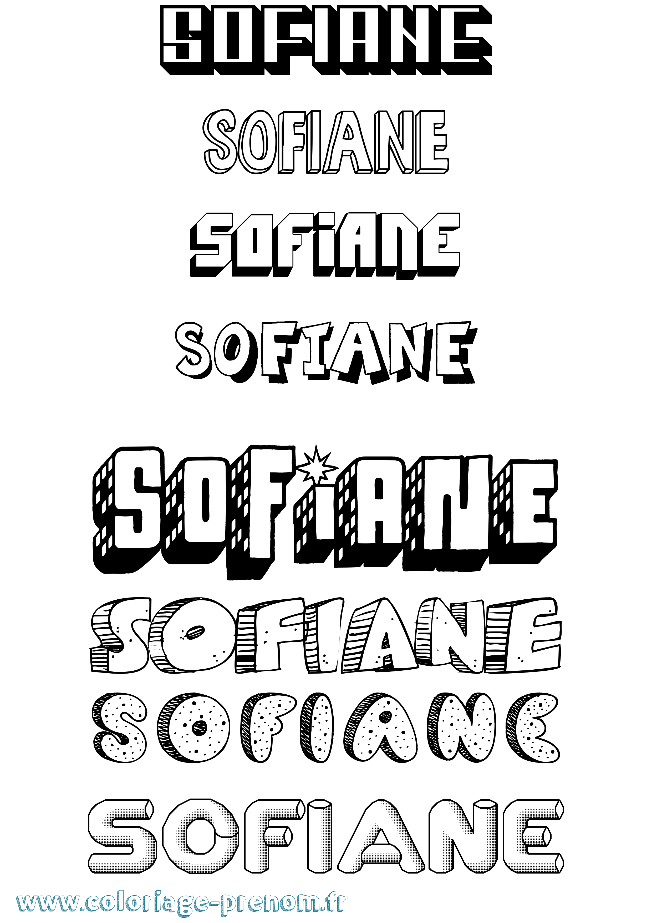 Coloriage Sofiane Effet 3D Coloriage prénom Sofiane Effet 3D