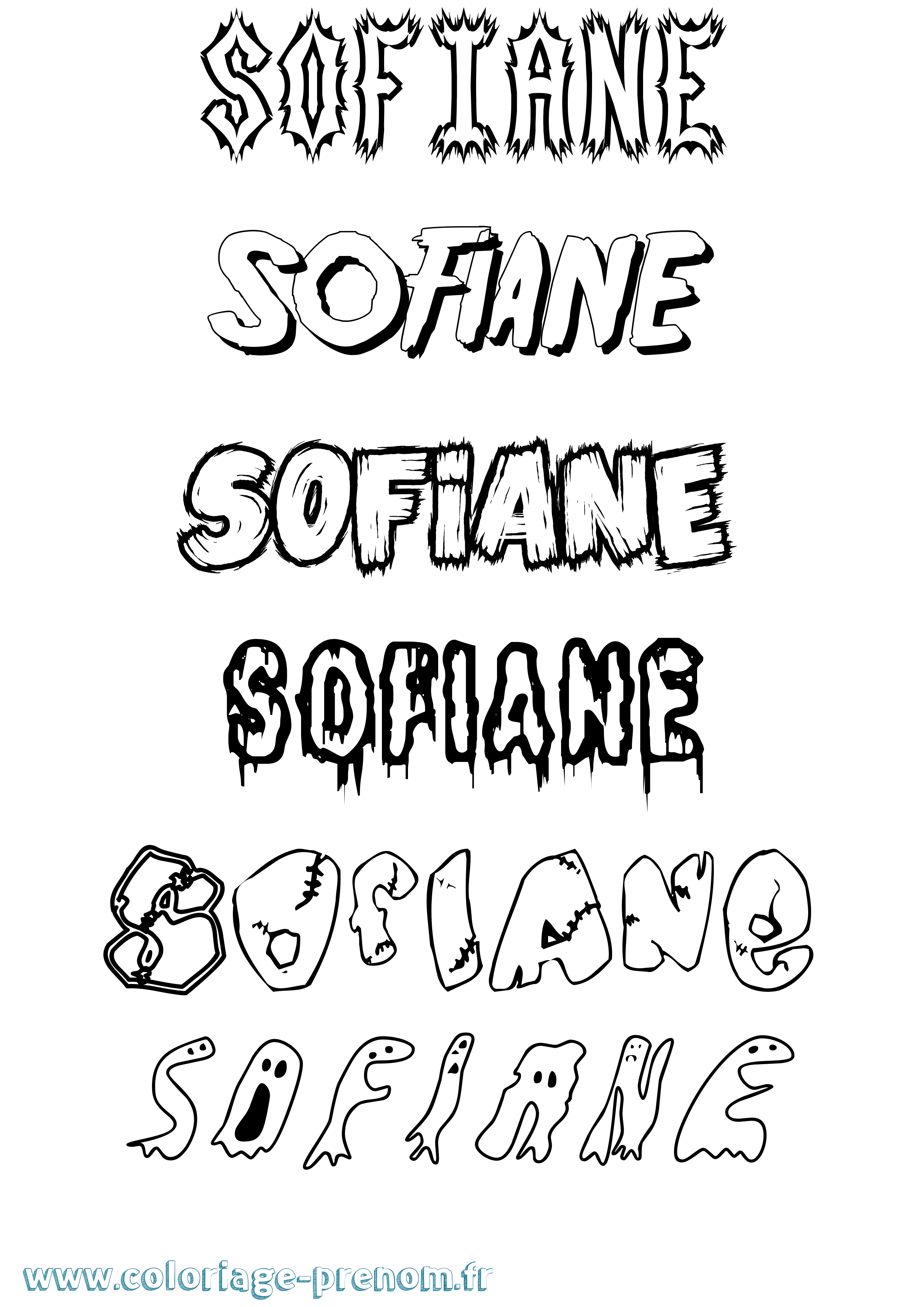 Coloriage Sofiane Frisson Coloriage prénom Sofiane Frisson