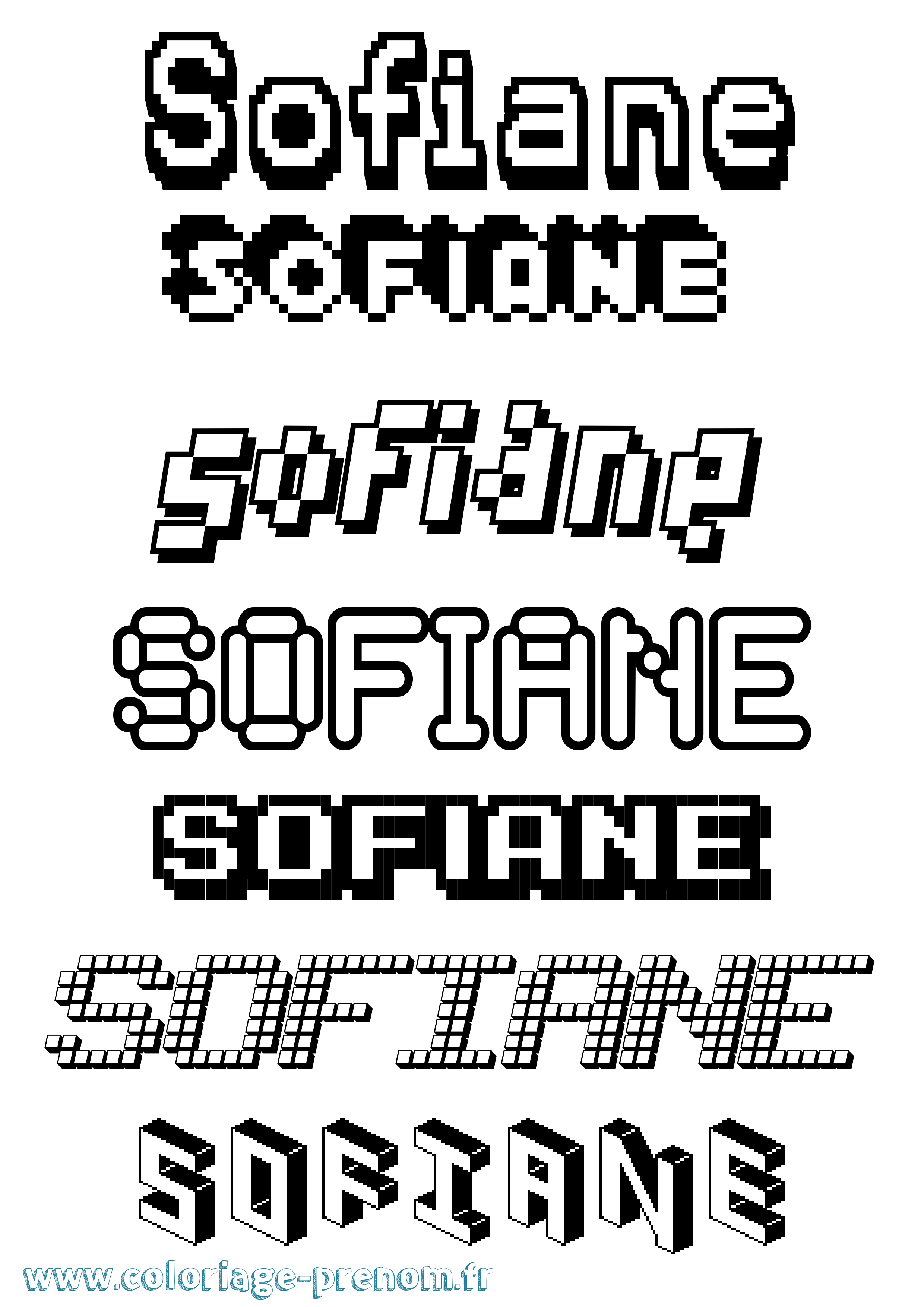 Coloriage Sofiane Pixel Coloriage prénom Sofiane Pixel