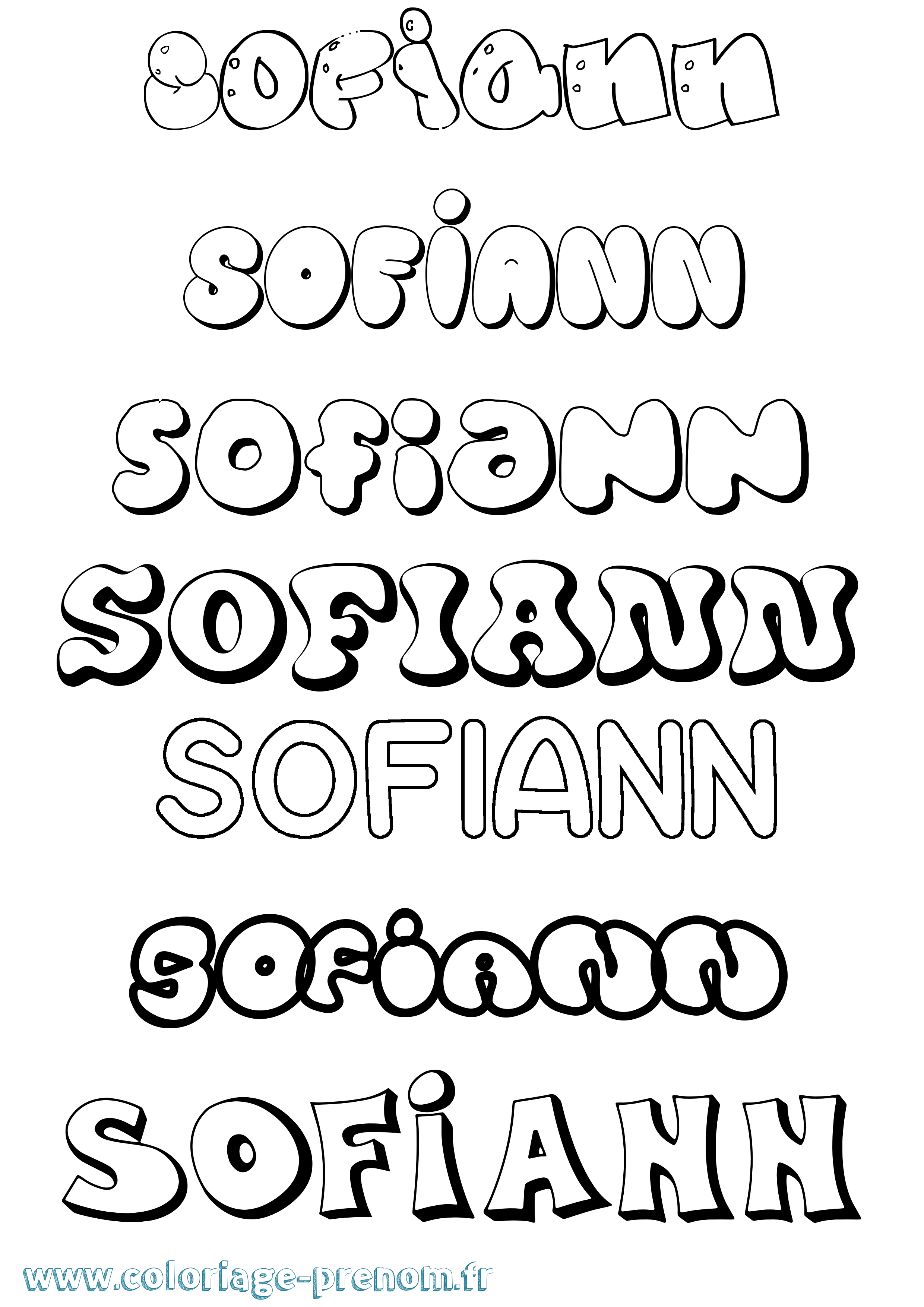 Coloriage Sofiann Bubble Coloriage prénom Sofiann Bubble
