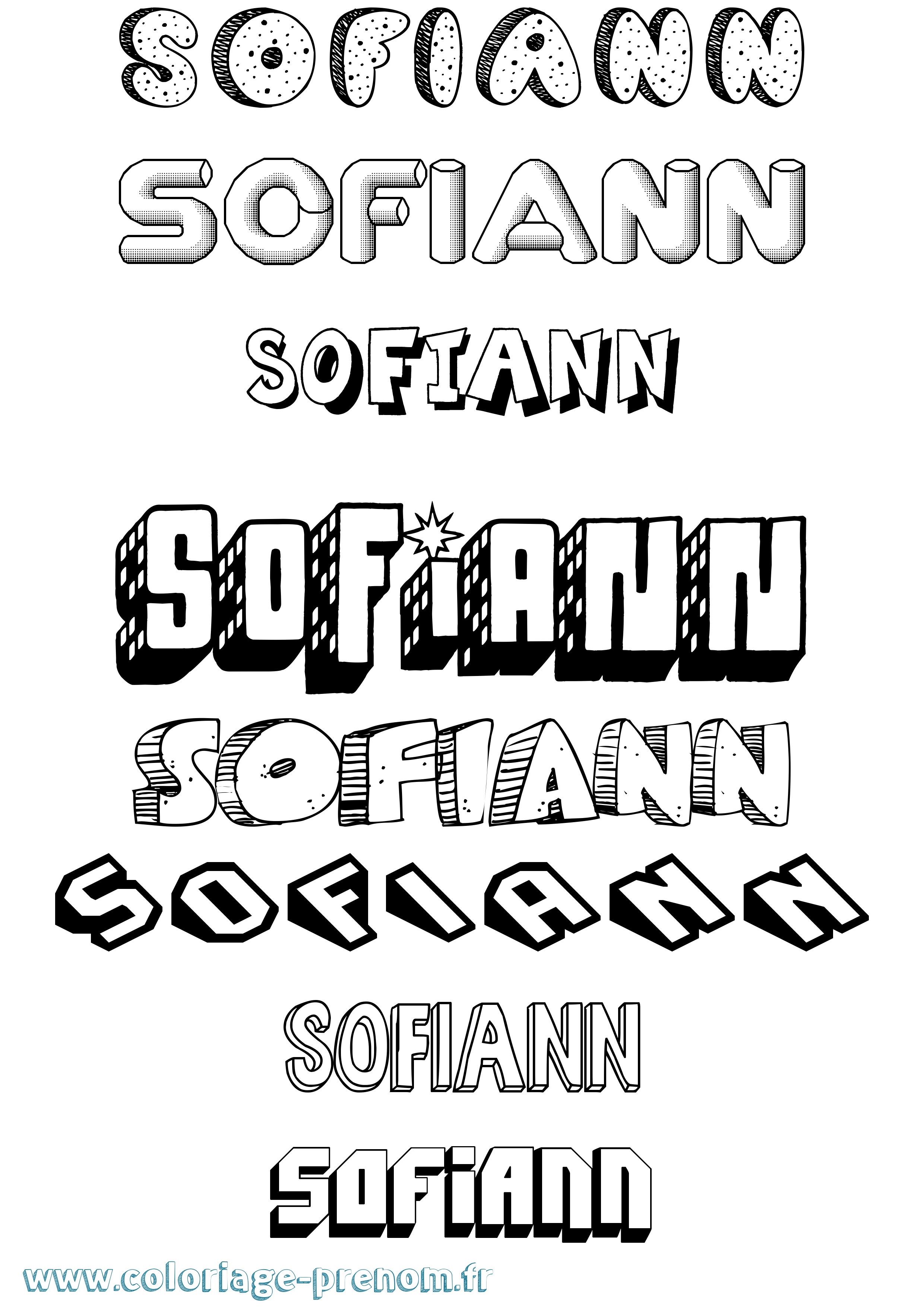 Coloriage Sofiann Effet 3D Coloriage prénom Sofiann Effet 3D