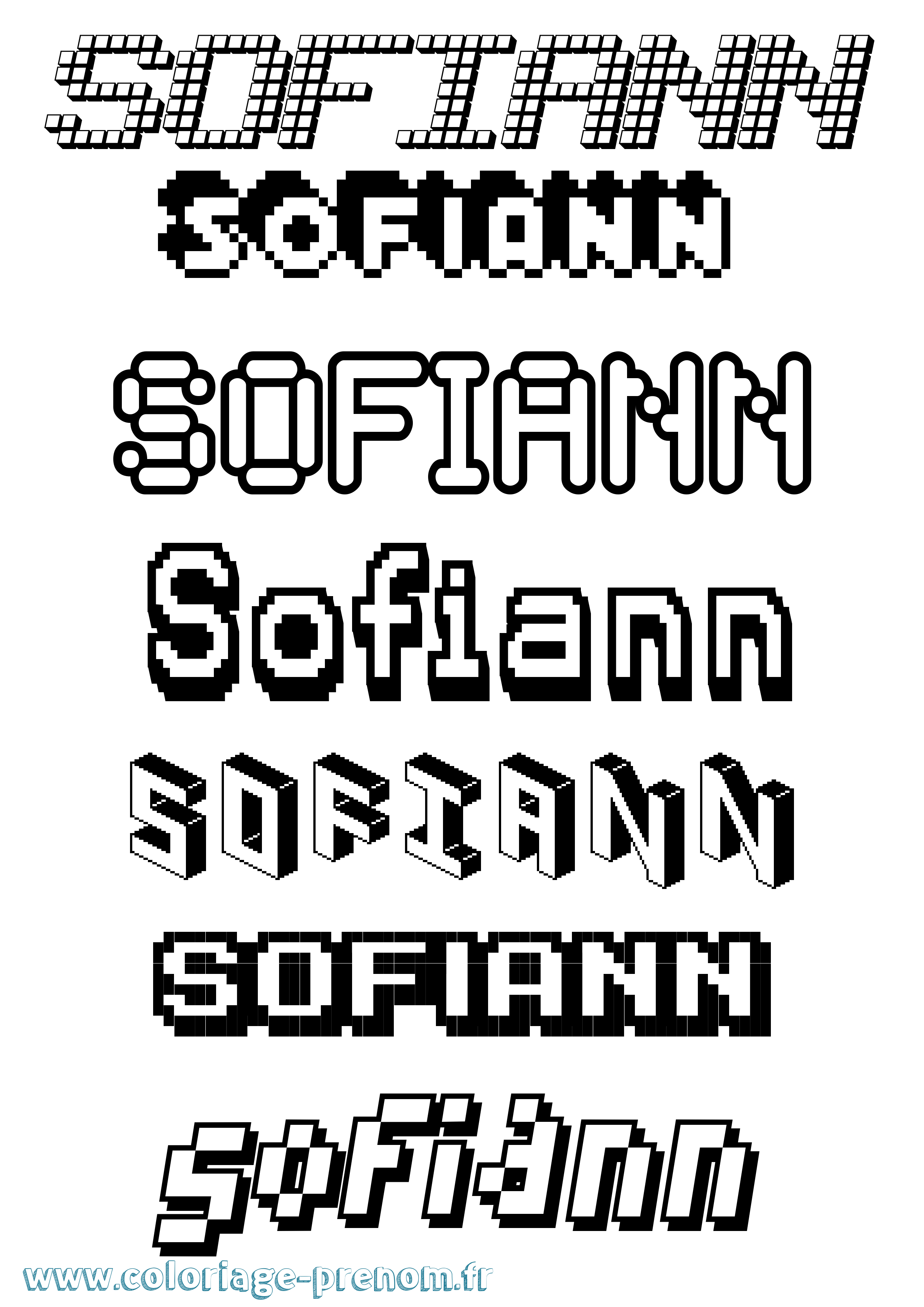 Coloriage Sofiann Pixel Coloriage prénom Sofiann Pixel