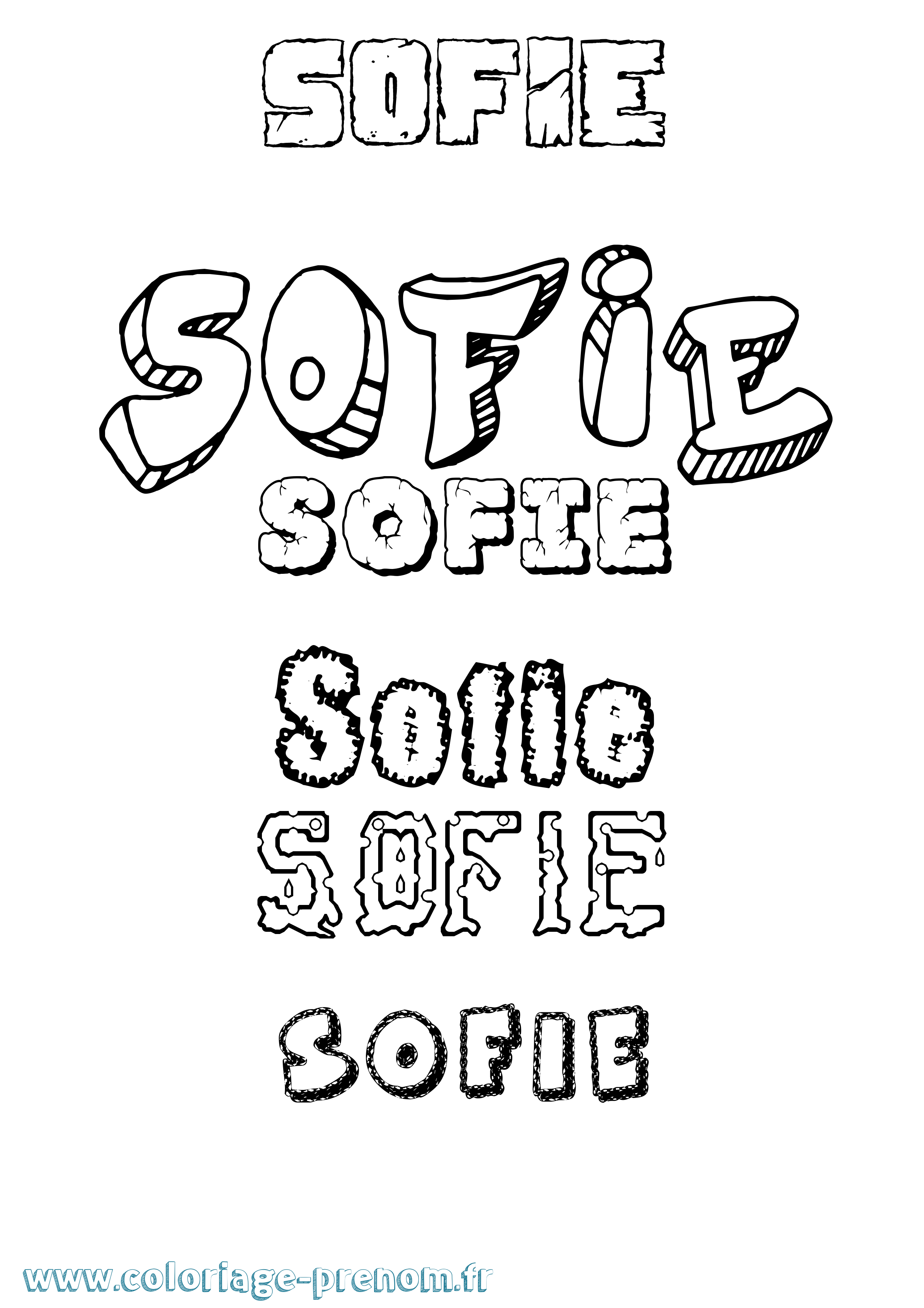 Coloriage Sofie Destructuré Coloriage prénom Sofie Destructuré