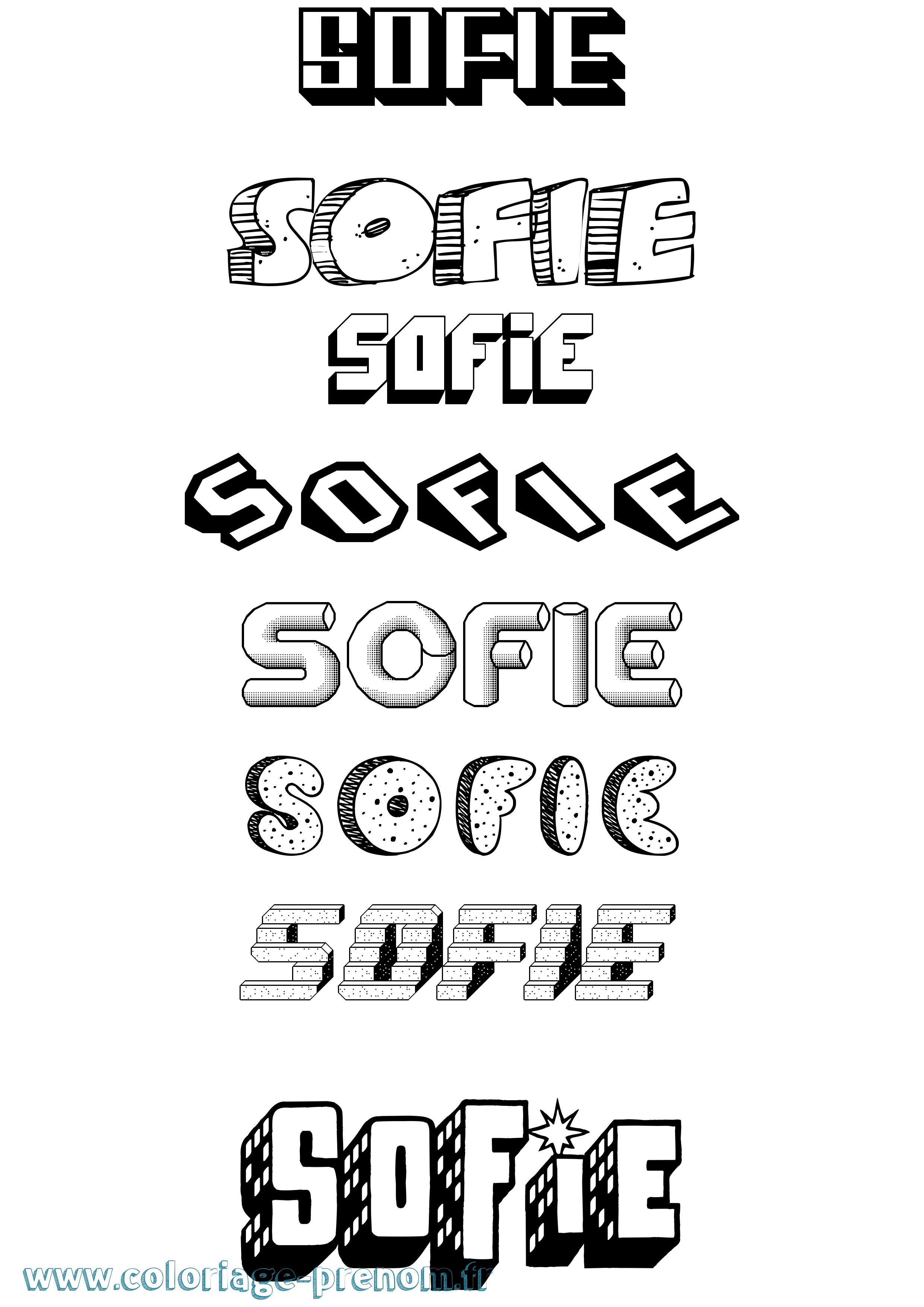 Coloriage Sofie Effet 3D Coloriage prénom Sofie Effet 3D