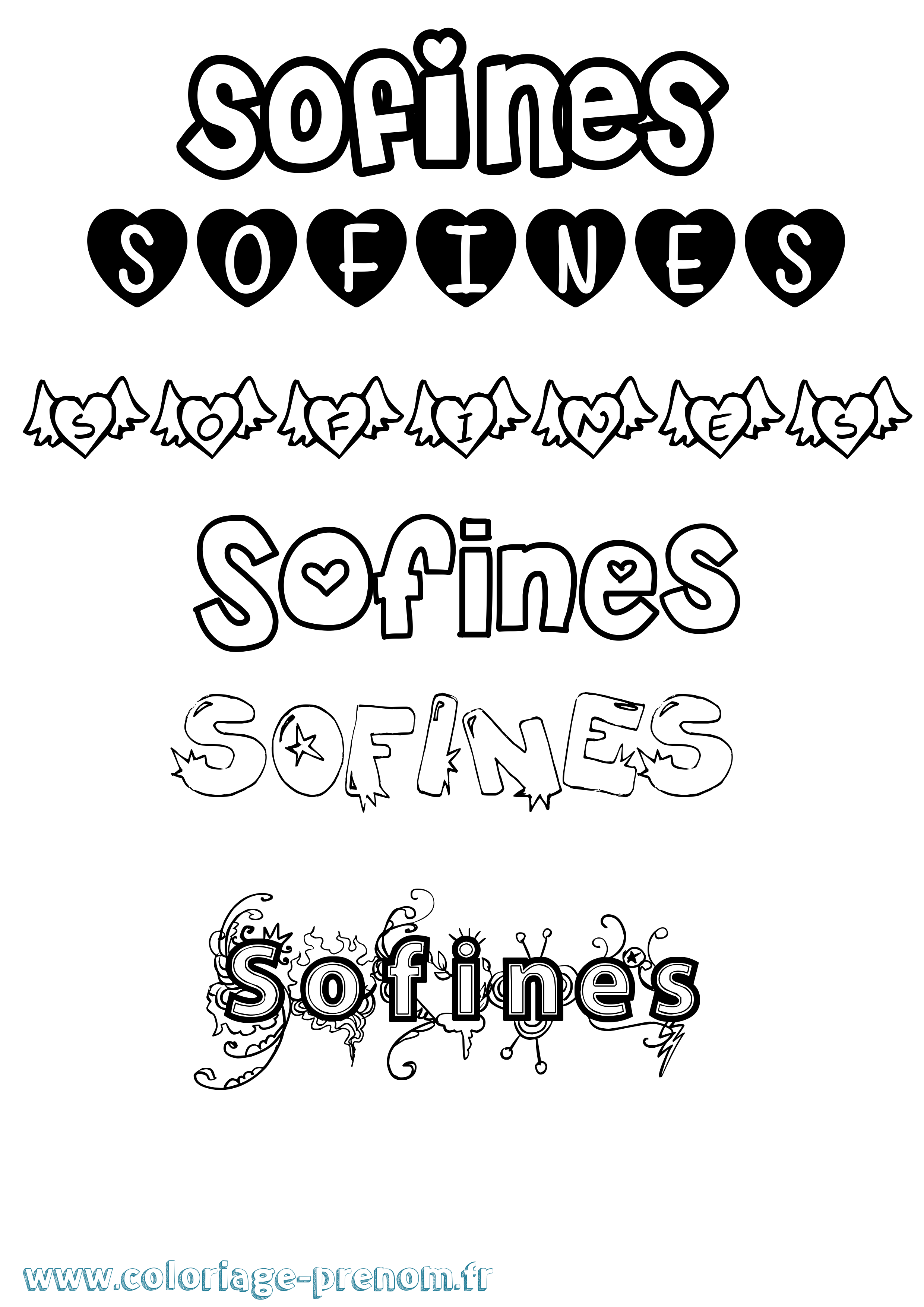 Coloriage Sofines Girly Coloriage prénom Sofines Girly