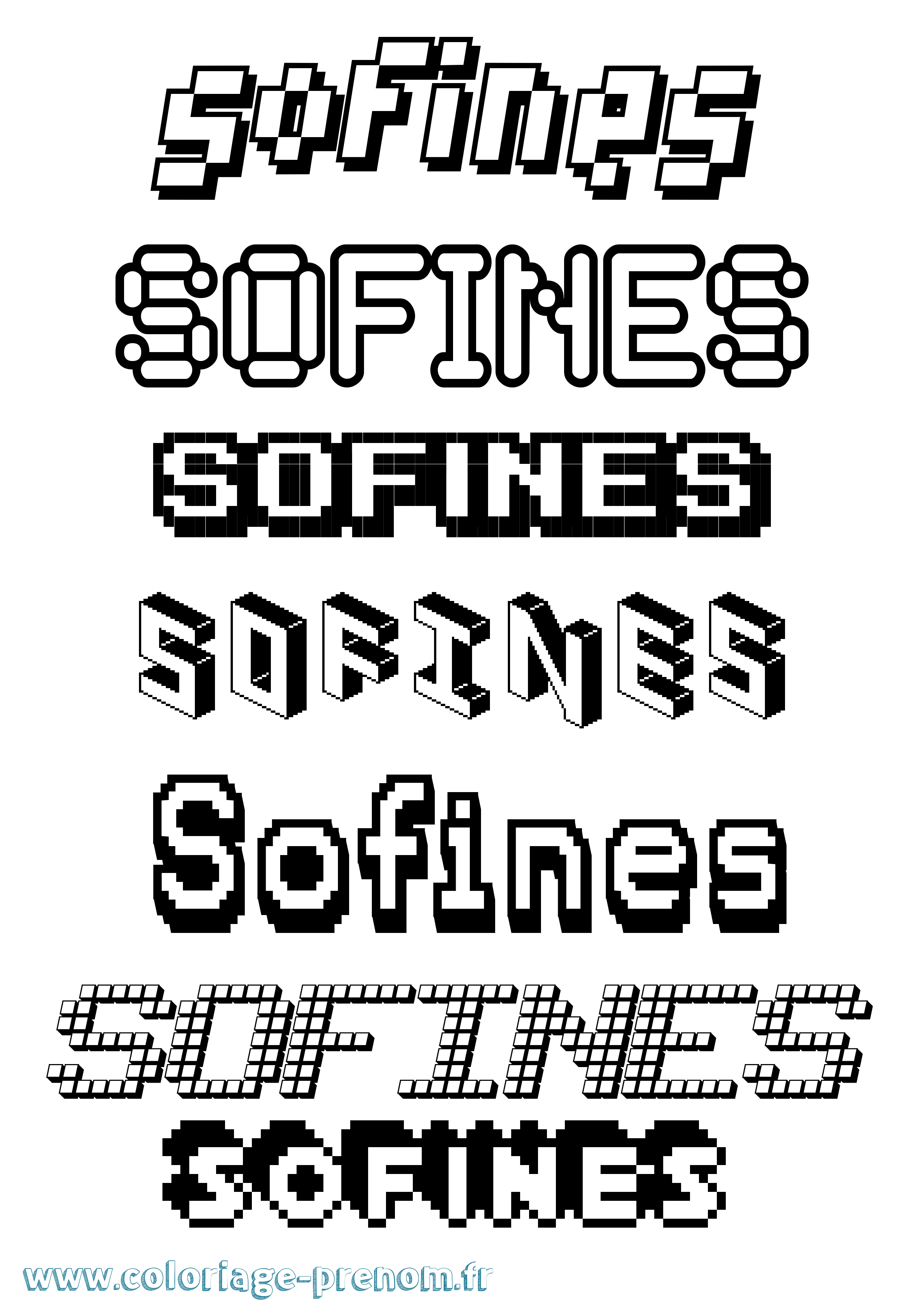 Coloriage Sofines Pixel Coloriage prénom Sofines Pixel