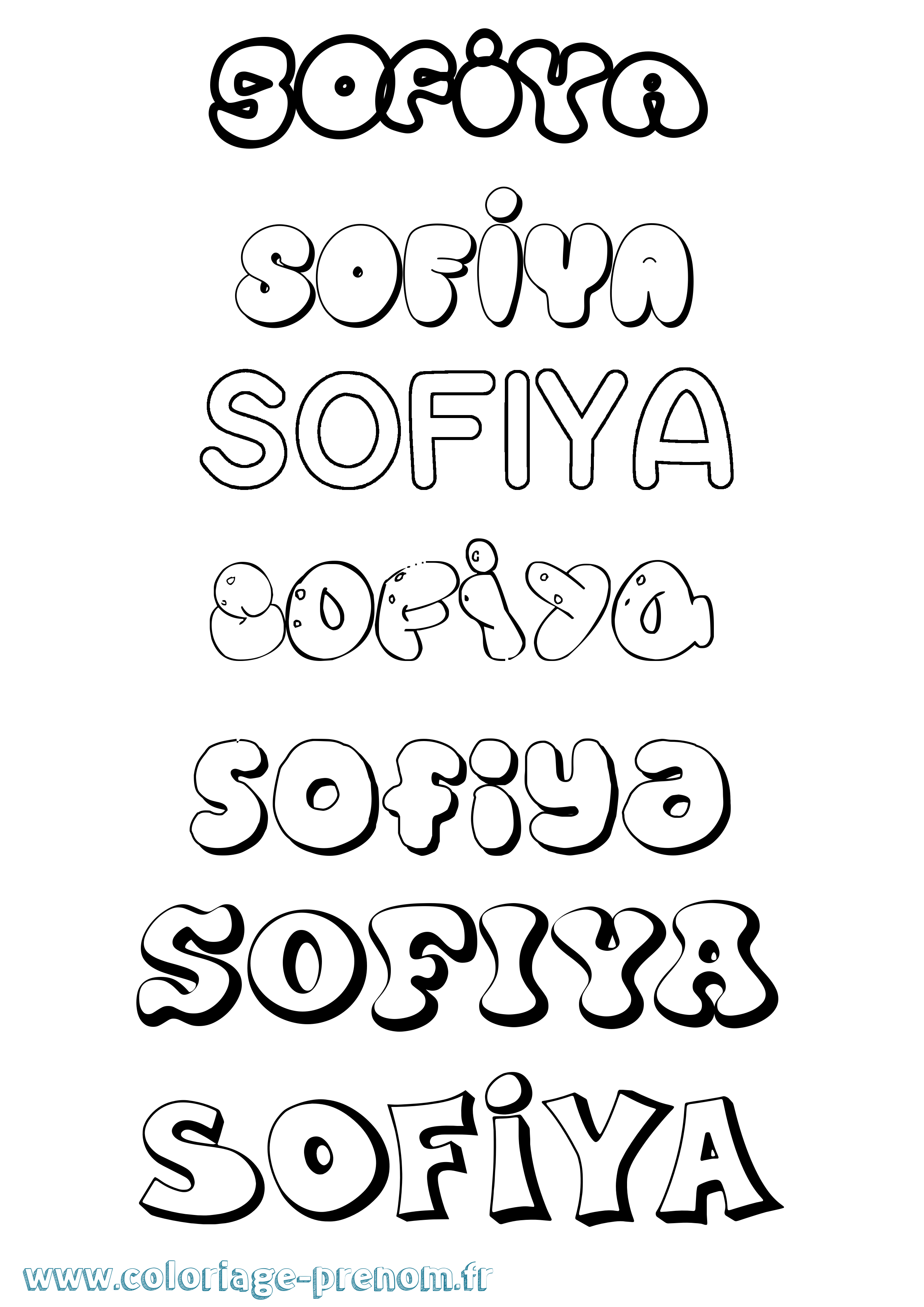 Coloriage Sofiya Bubble Coloriage prénom Sofiya Bubble