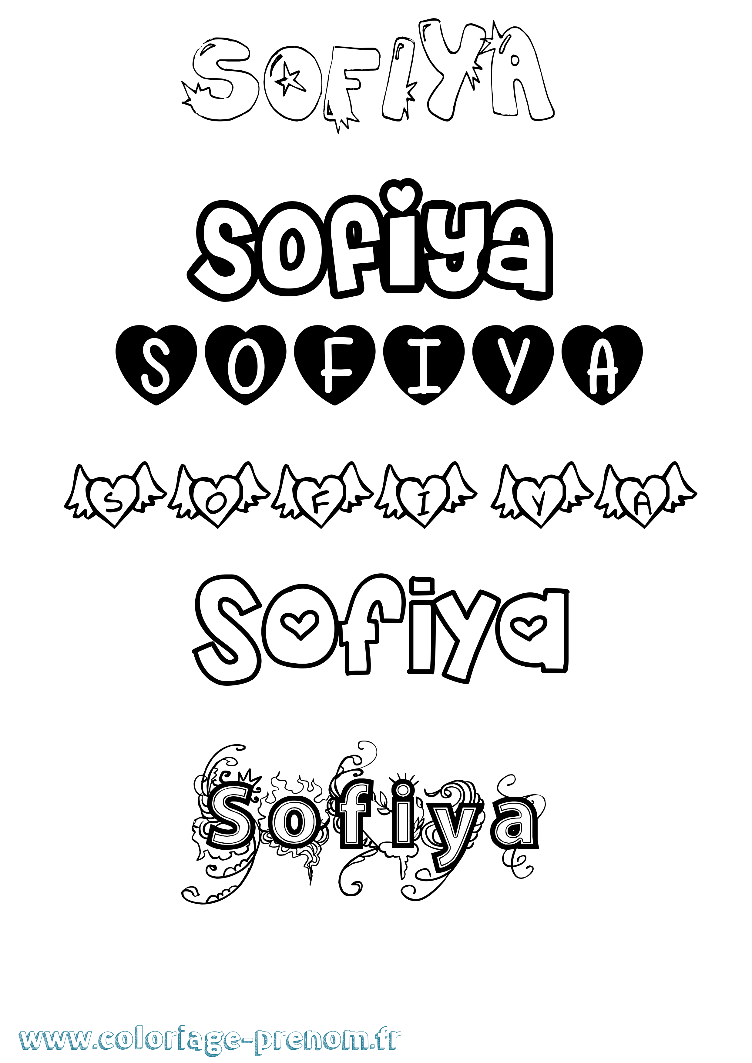 Coloriage Sofiya Girly Coloriage prénom Sofiya Girly