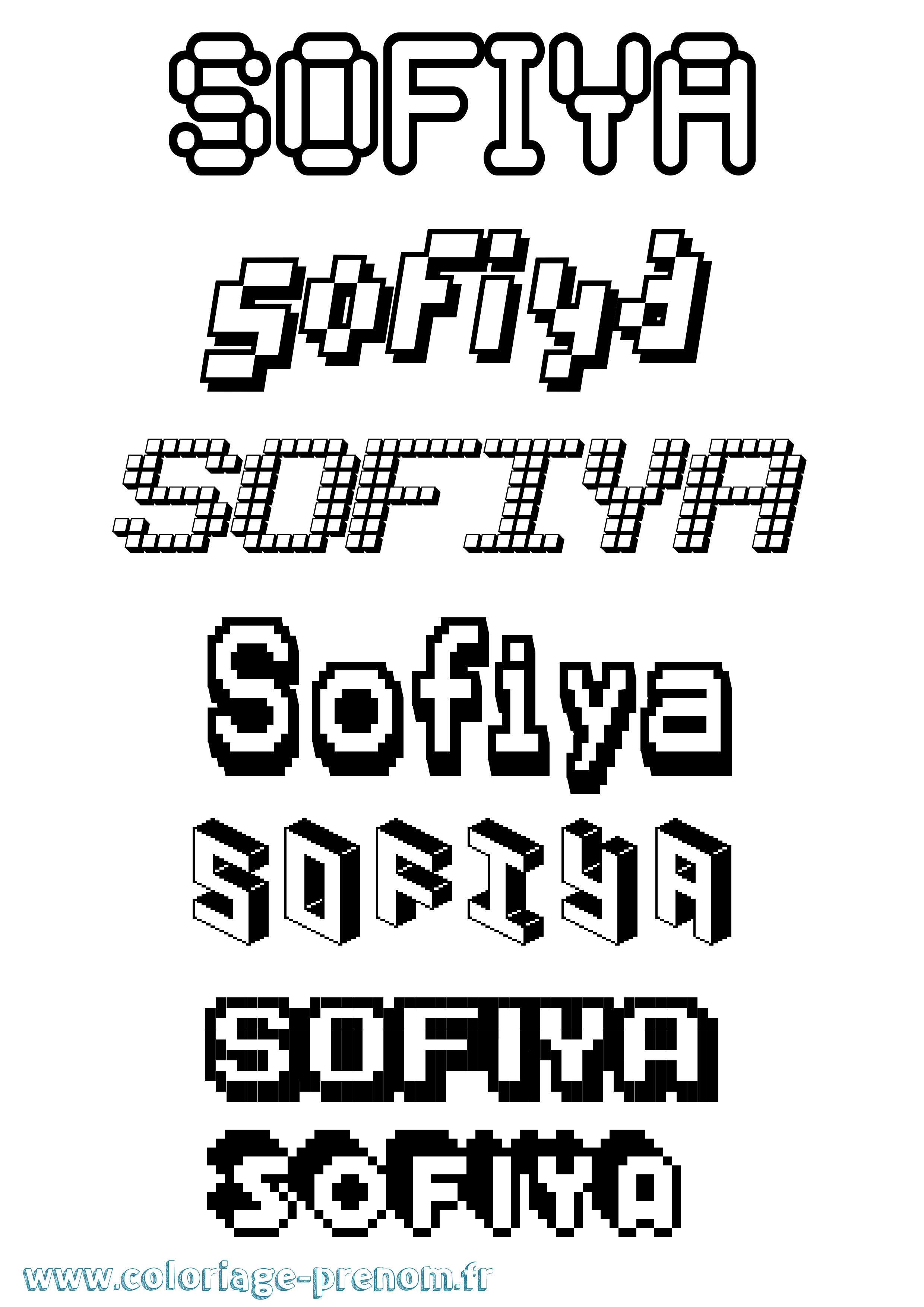 Coloriage Sofiya Pixel Coloriage prénom Sofiya Pixel