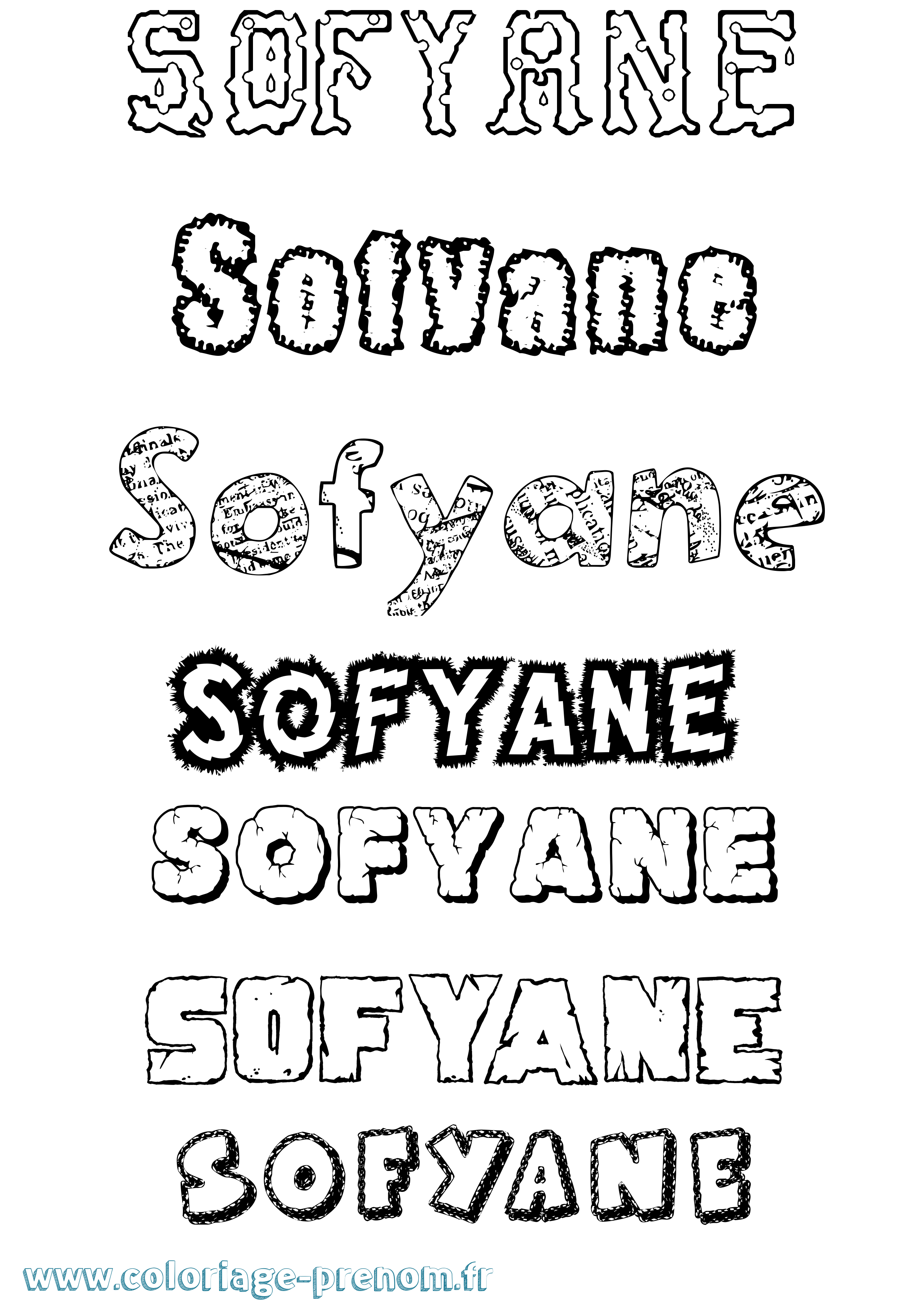 Coloriage Sofyane Destructuré Coloriage prénom Sofyane Destructuré