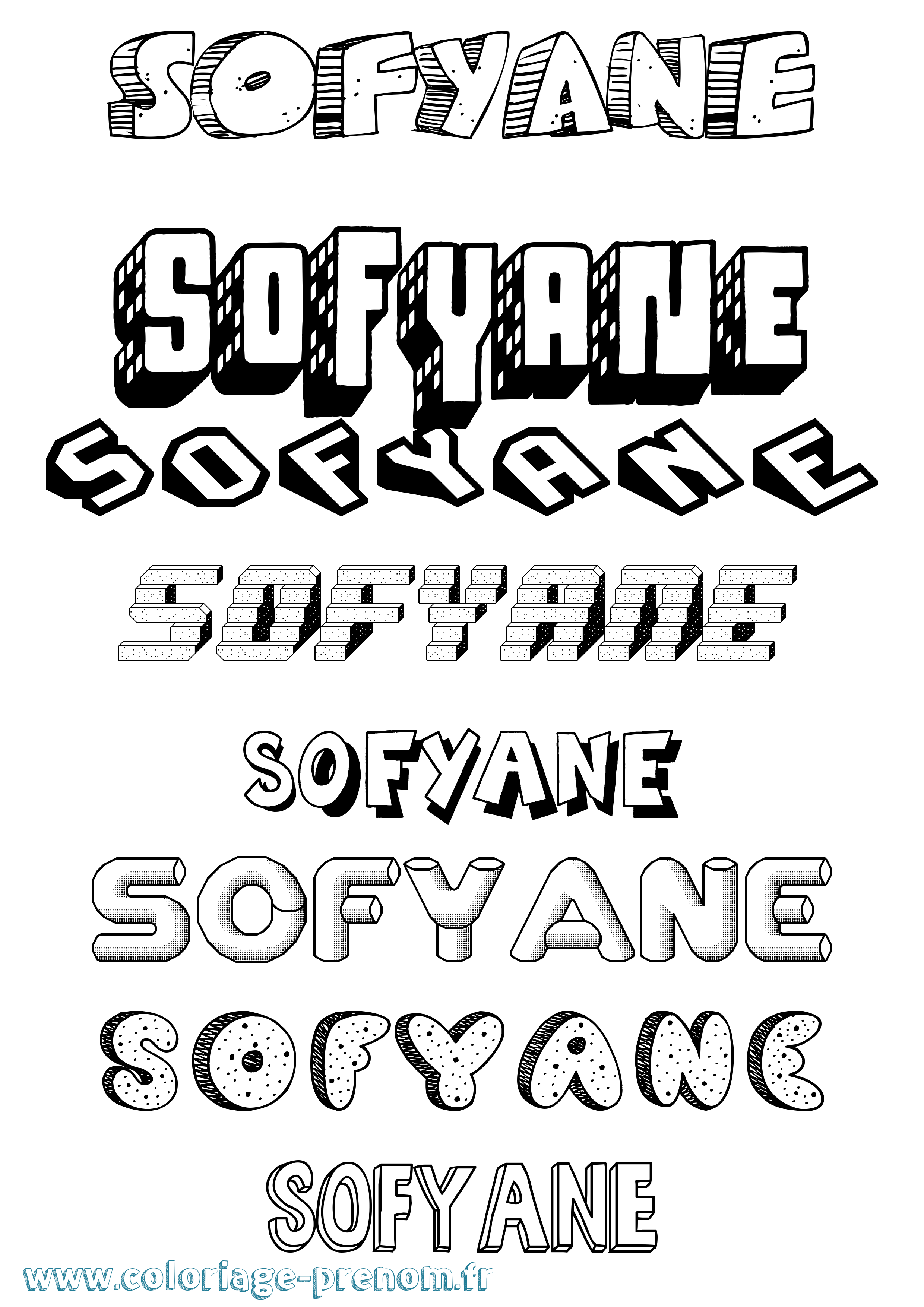 Coloriage Sofyane Effet 3D Coloriage prénom Sofyane Effet 3D