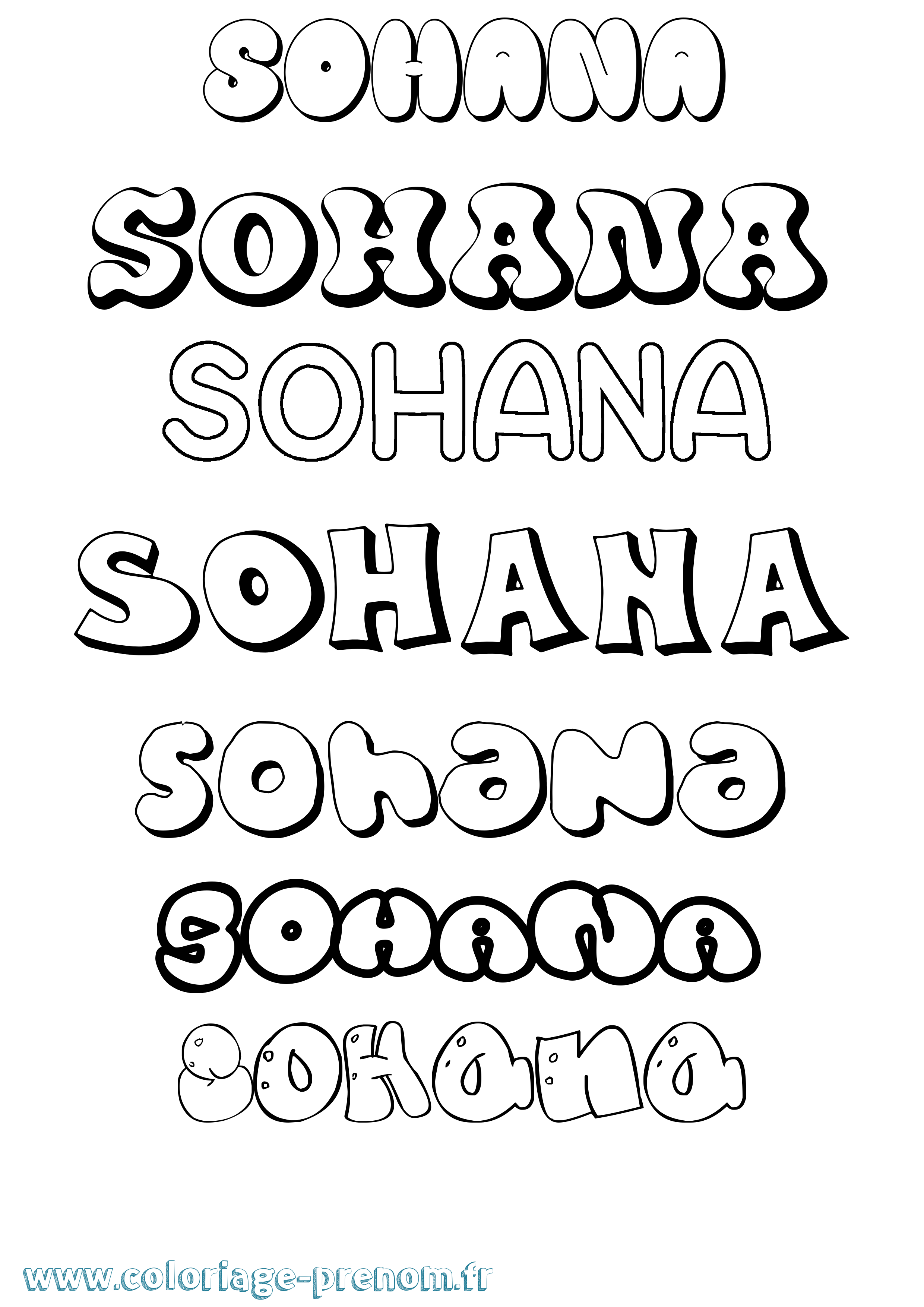 Coloriage Sohana Bubble Coloriage prénom Sohana Bubble