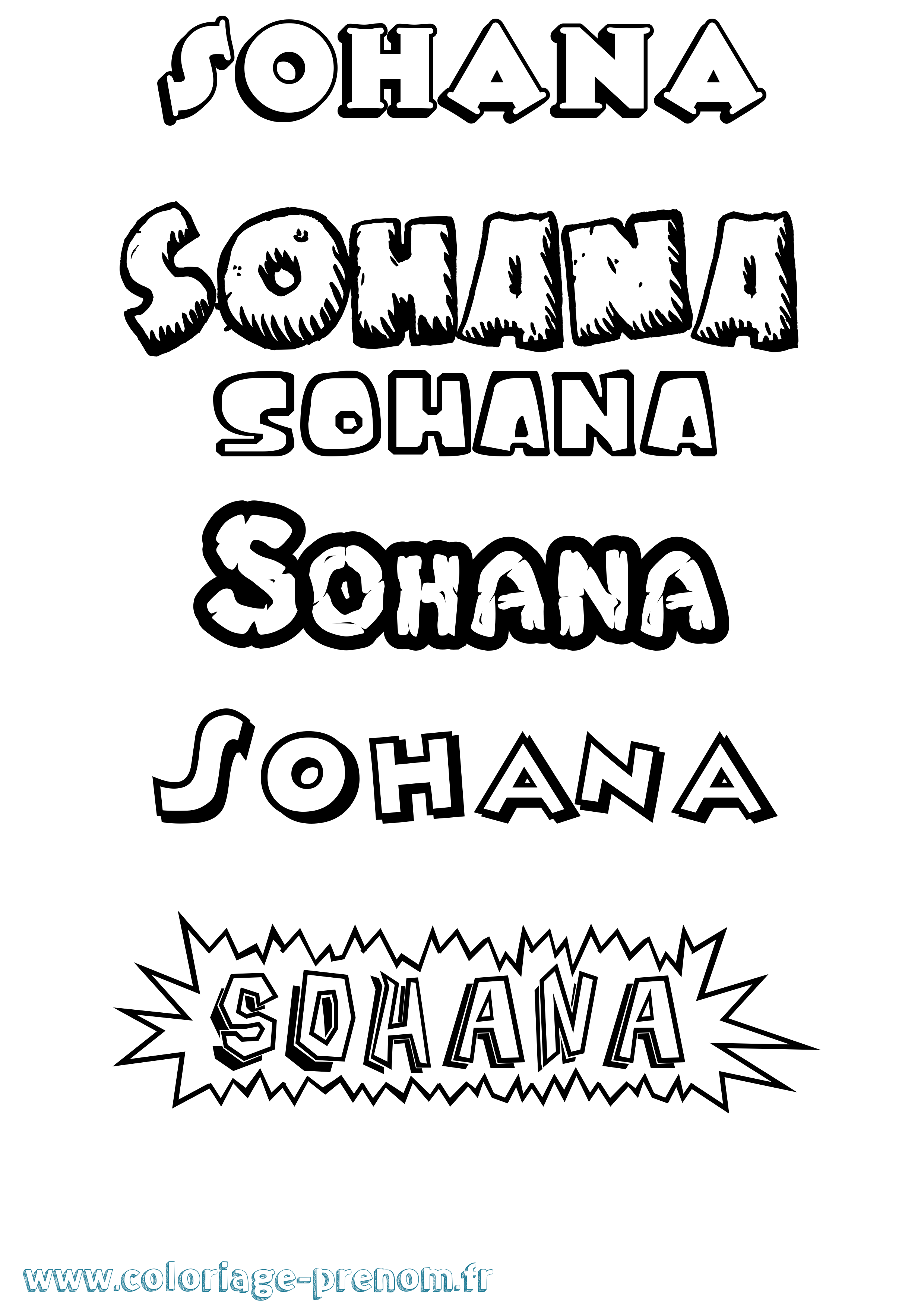 Coloriage Sohana Dessin Animé Coloriage prénom Sohana Dessin Animé