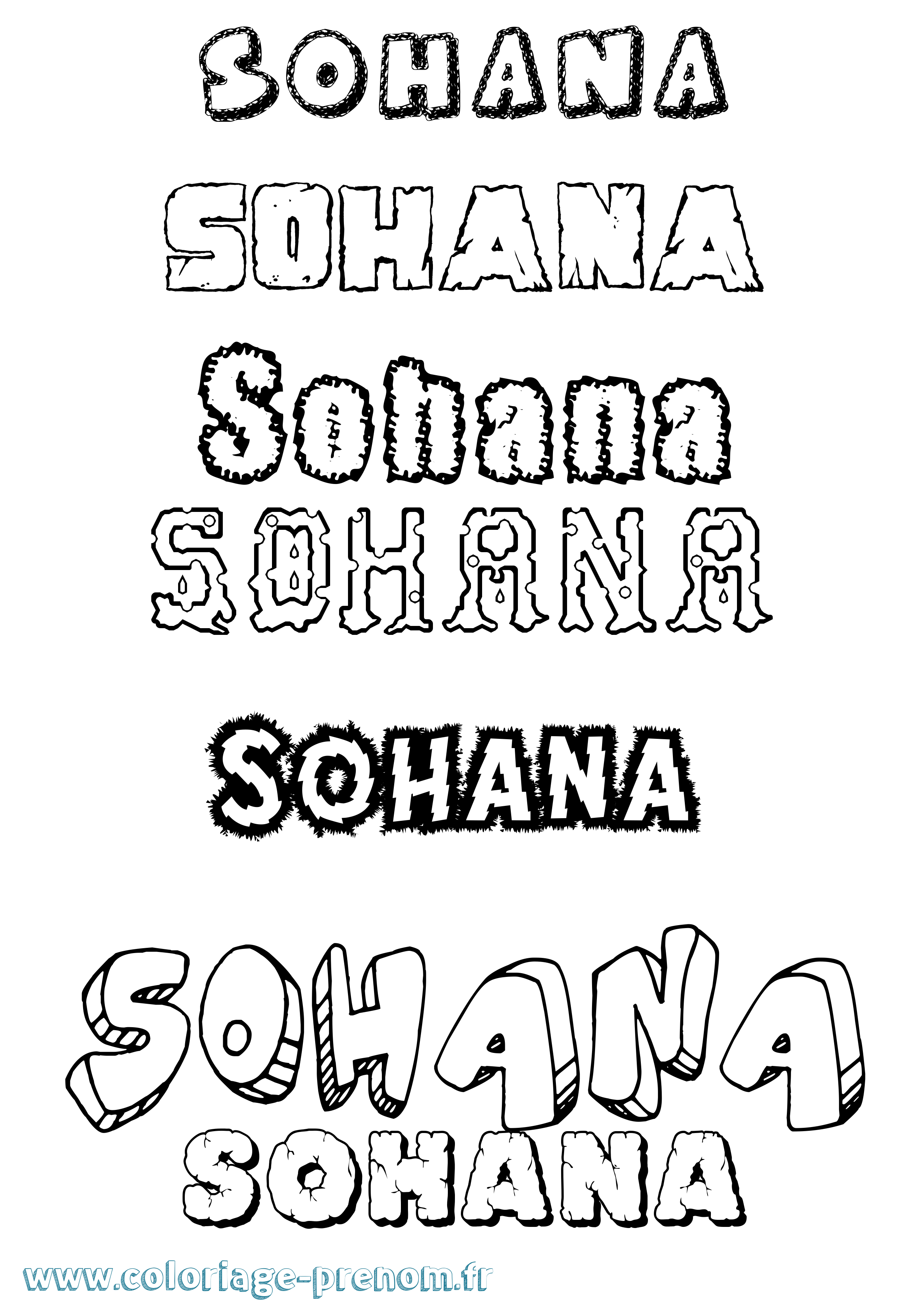 Coloriage Sohana Destructuré Coloriage prénom Sohana Destructuré