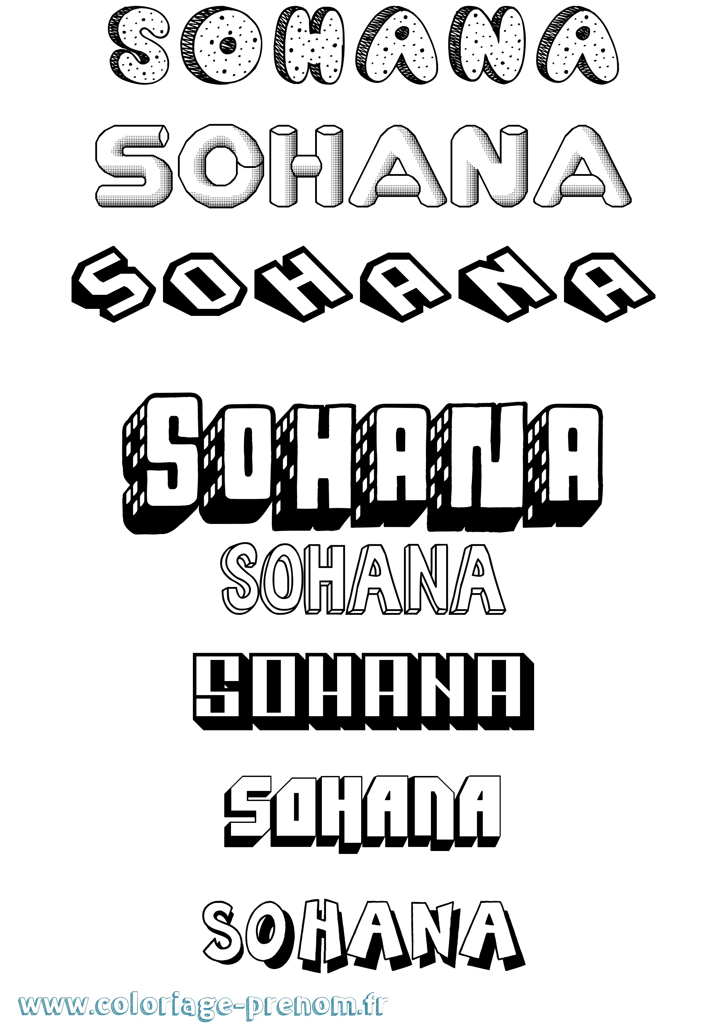 Coloriage Sohana Effet 3D Coloriage prénom Sohana Effet 3D