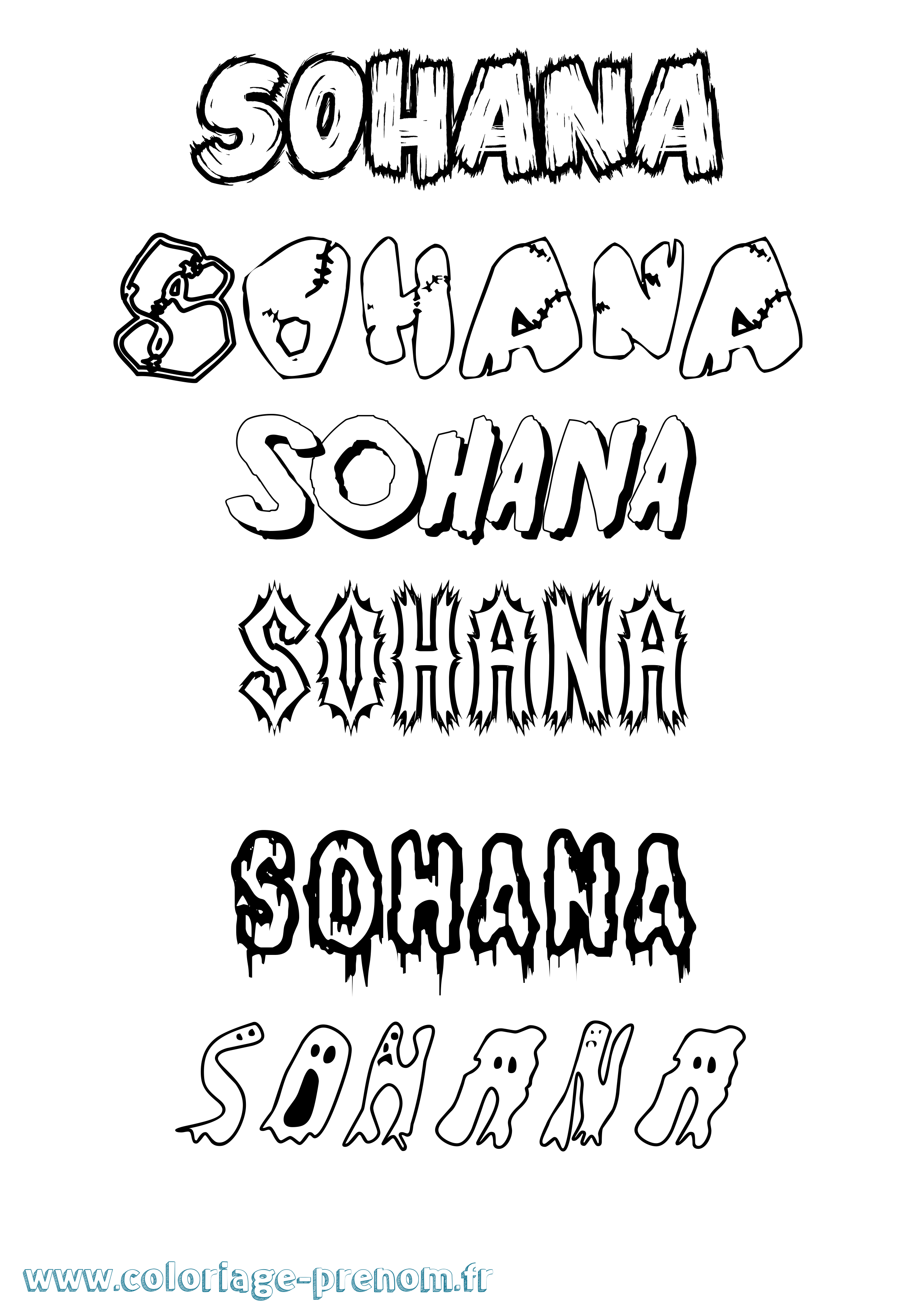 Coloriage Sohana Frisson Coloriage prénom Sohana Frisson