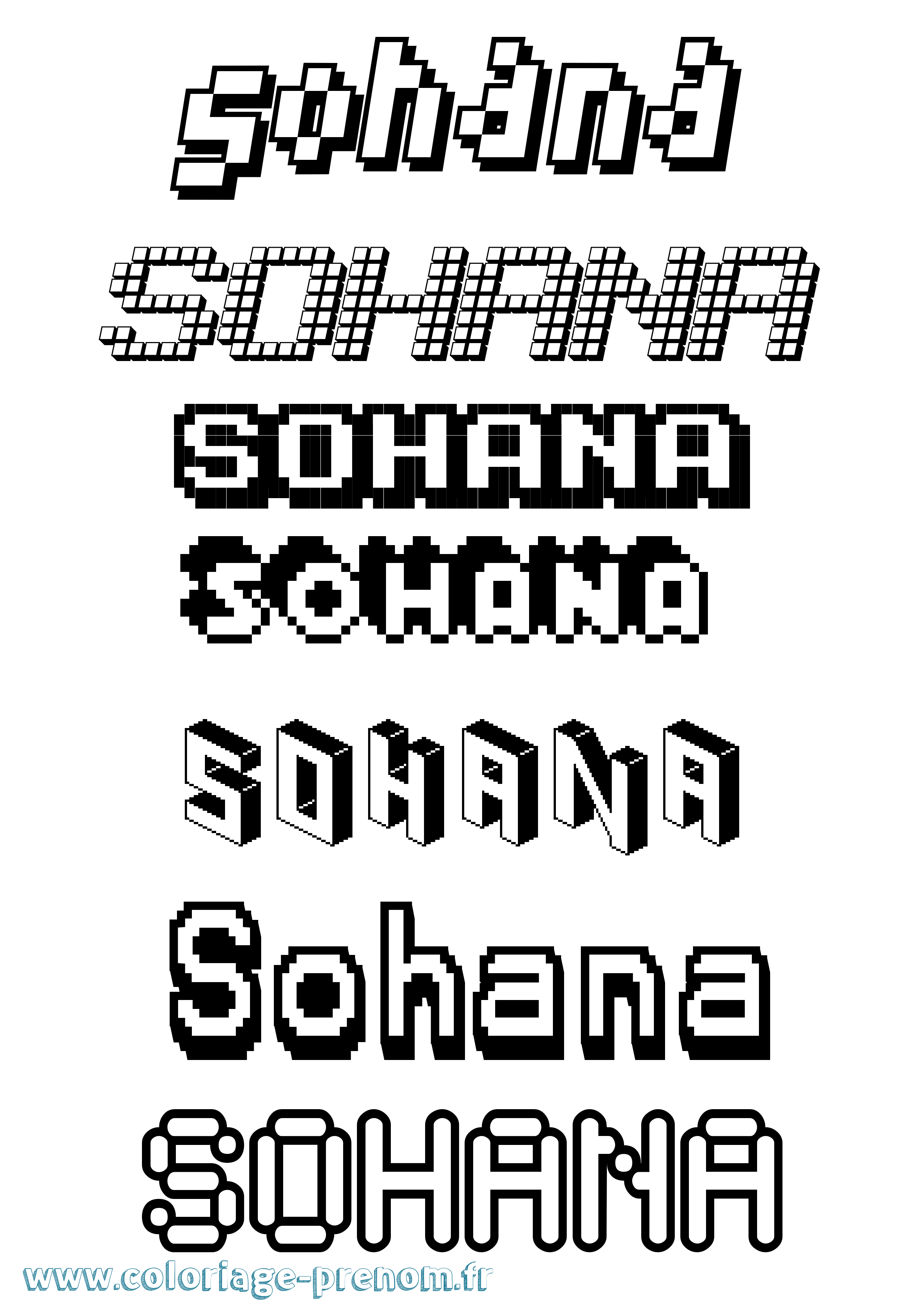 Coloriage Sohana Pixel Coloriage prénom Sohana Pixel