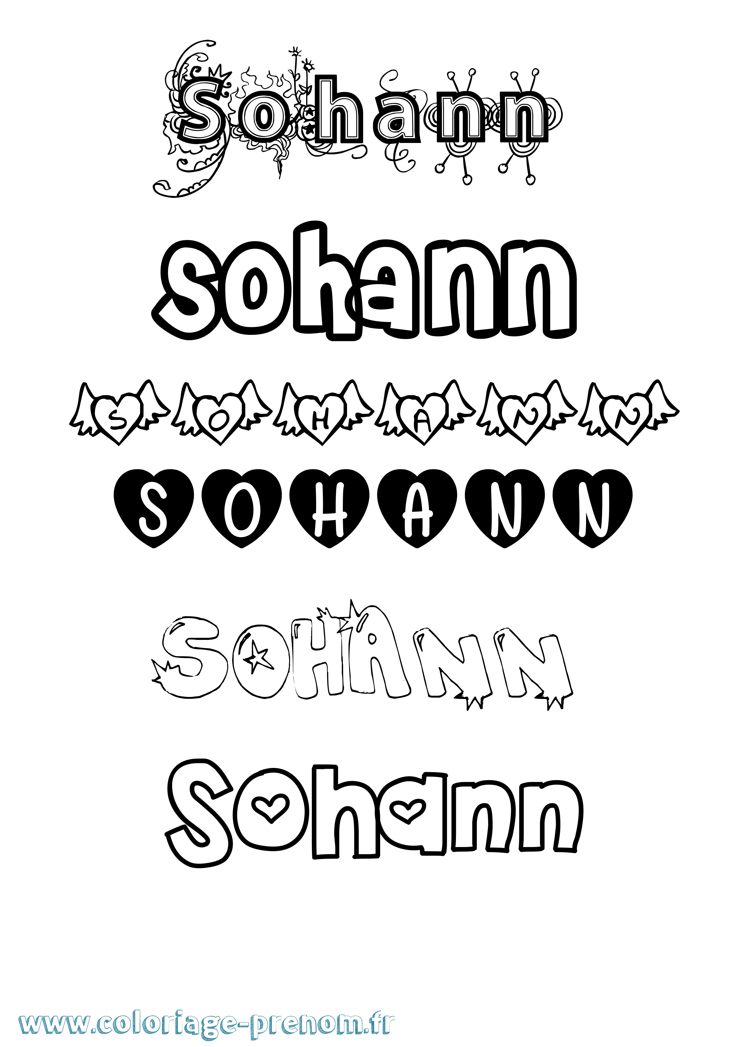 Coloriage Sohann Girly Coloriage prénom Sohann Girly