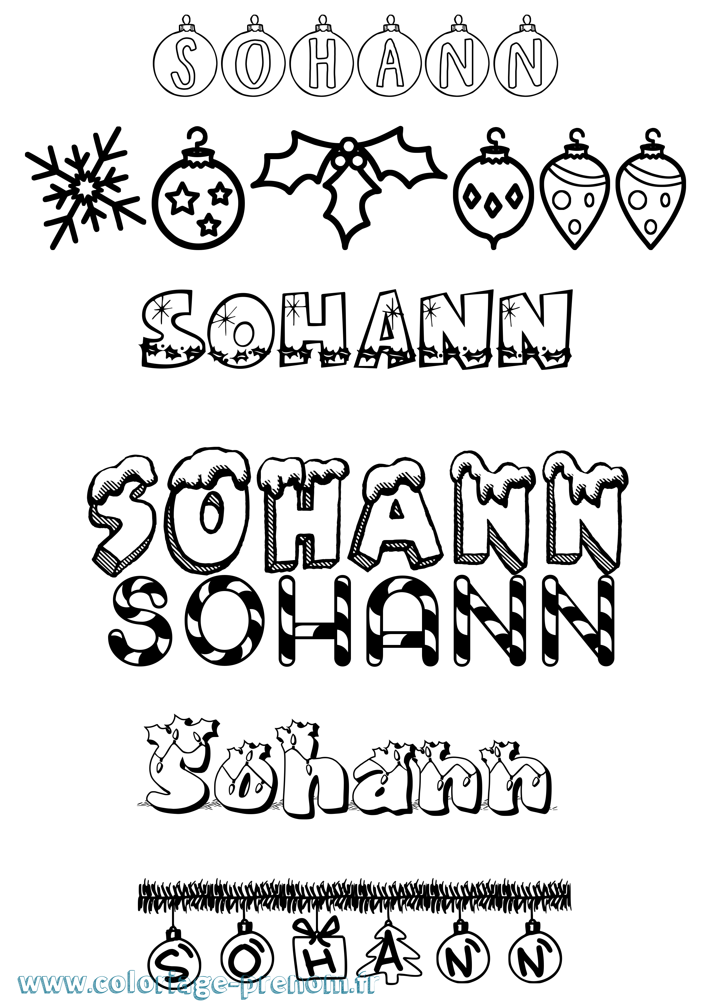 Coloriage Sohann Noël Coloriage prénom Sohann Noël