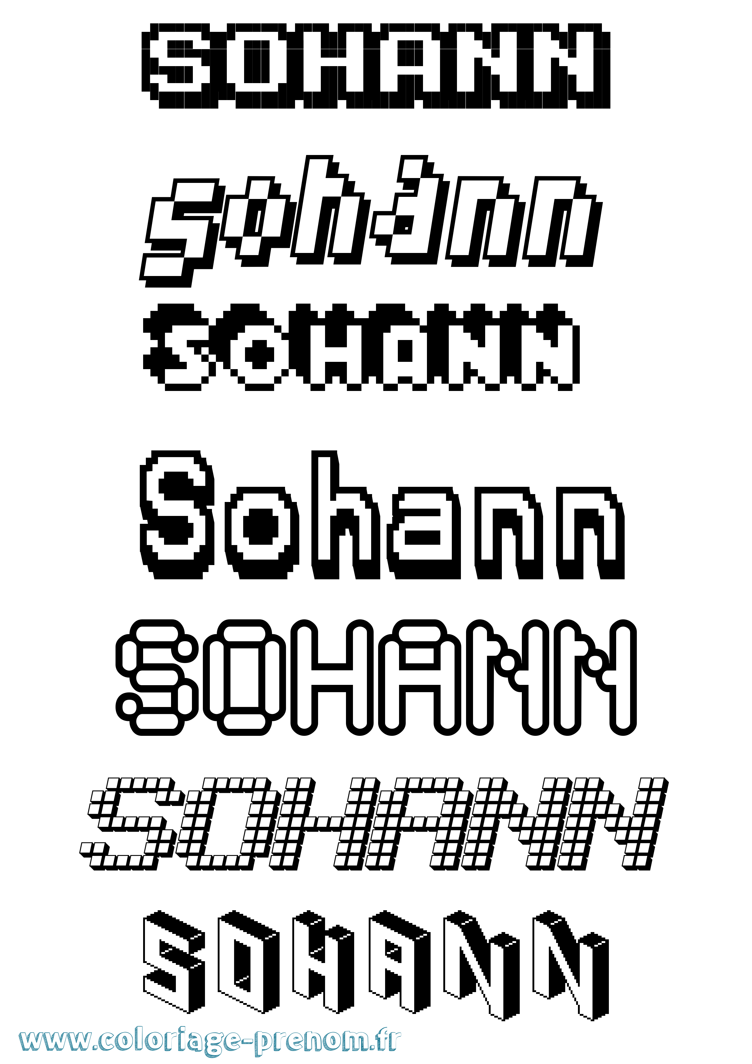 Coloriage Sohann Pixel Coloriage prénom Sohann Pixel