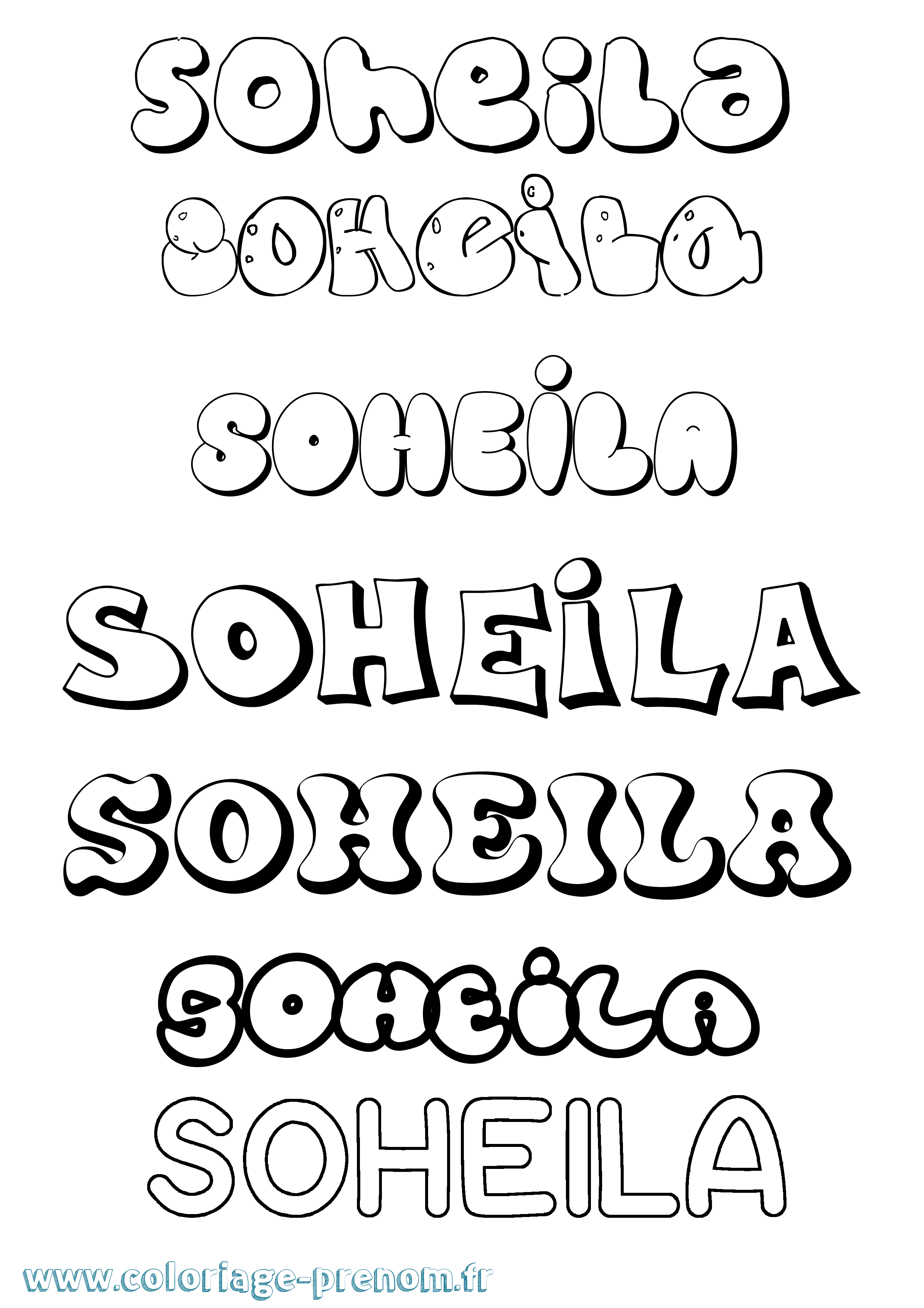 Coloriage Soheila Bubble Coloriage prénom Soheila Bubble