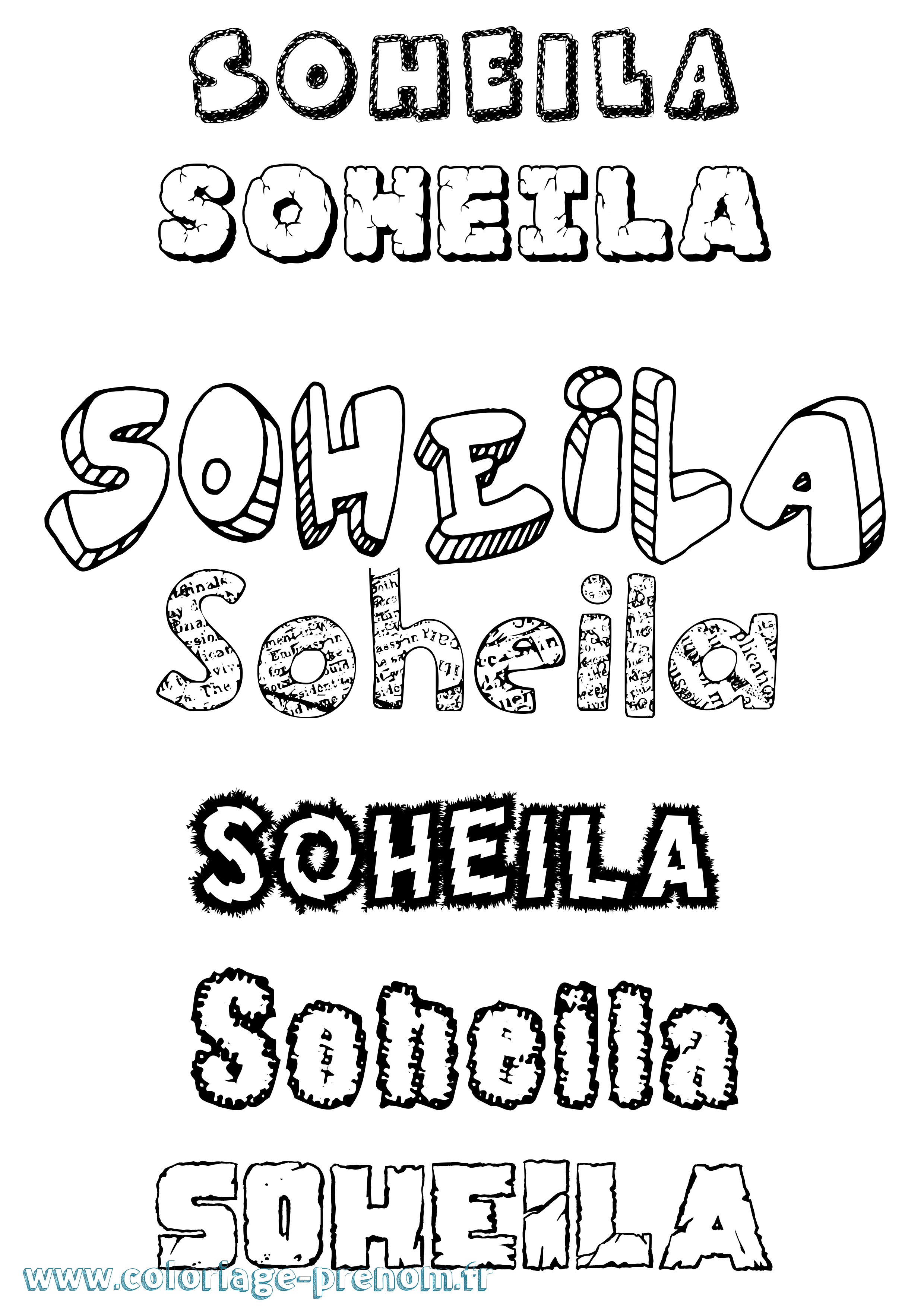 Coloriage Soheila Destructuré Coloriage prénom Soheila Destructuré