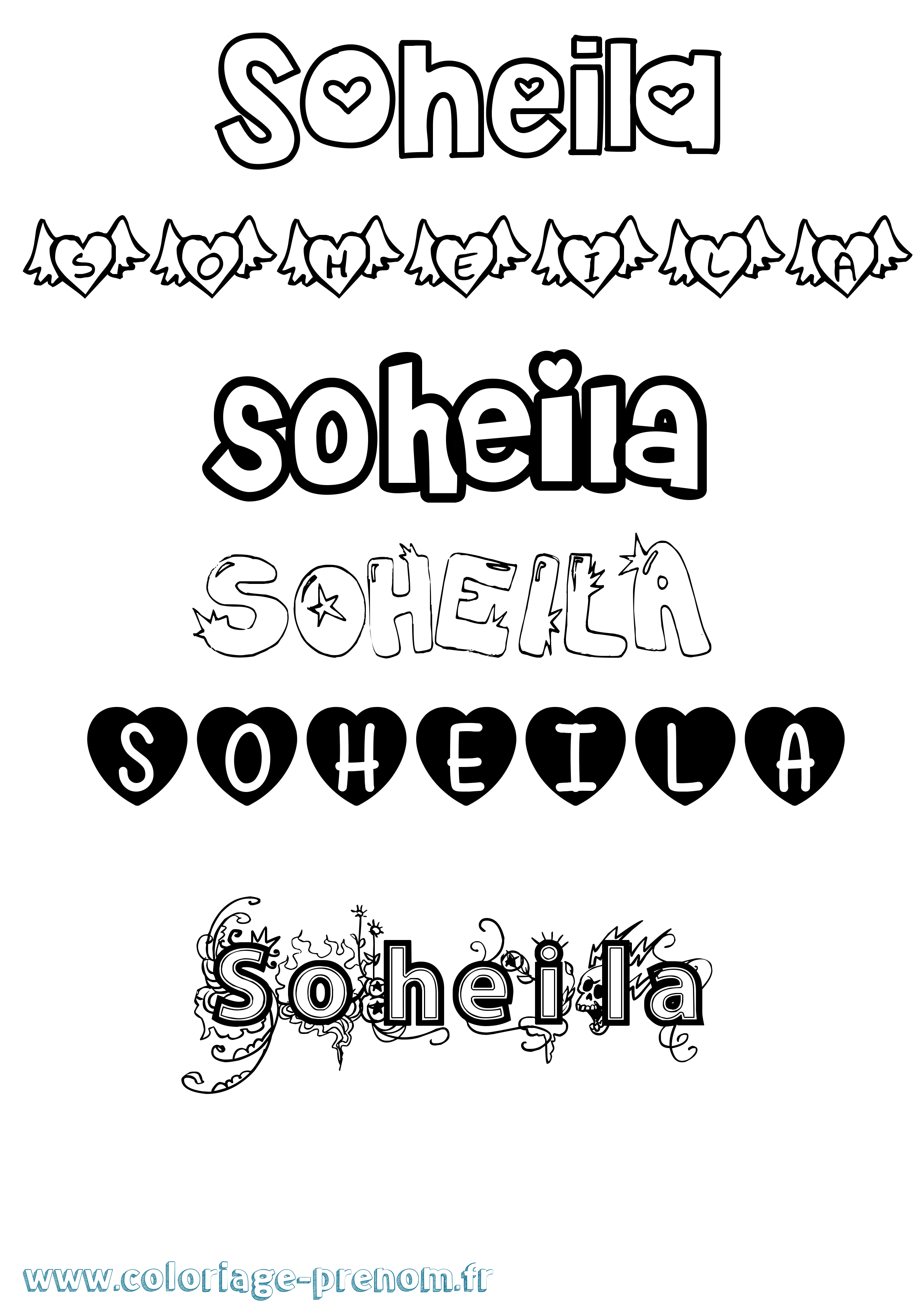 Coloriage Soheila Girly Coloriage prénom Soheila Girly