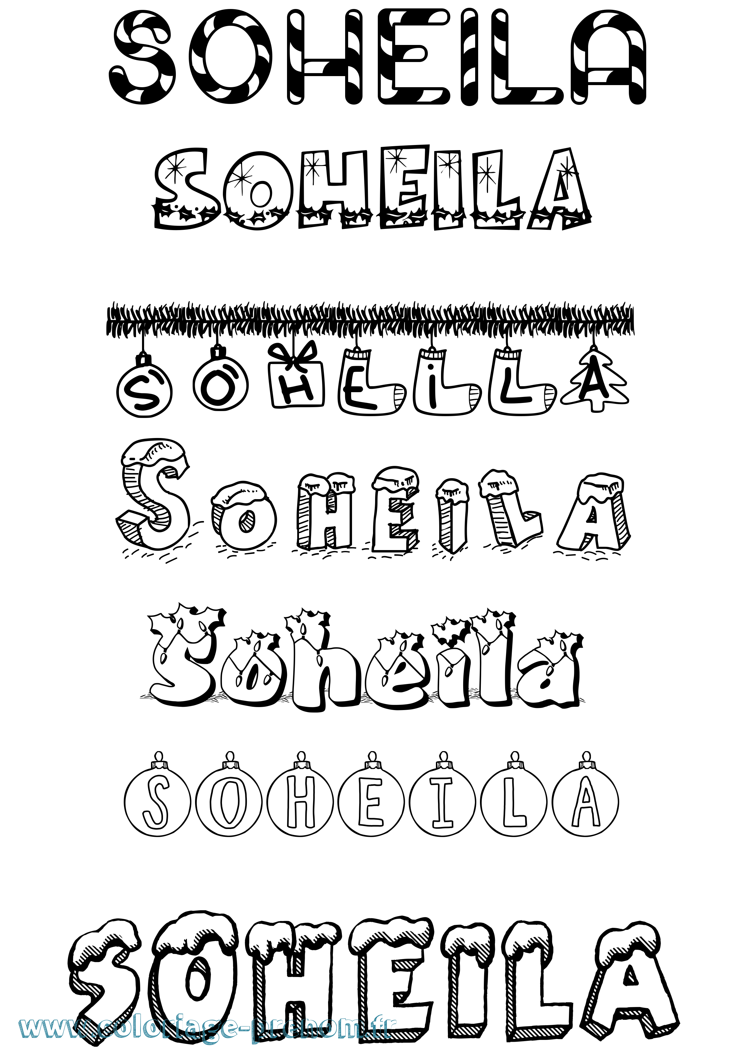 Coloriage Soheila Noël Coloriage prénom Soheila Noël