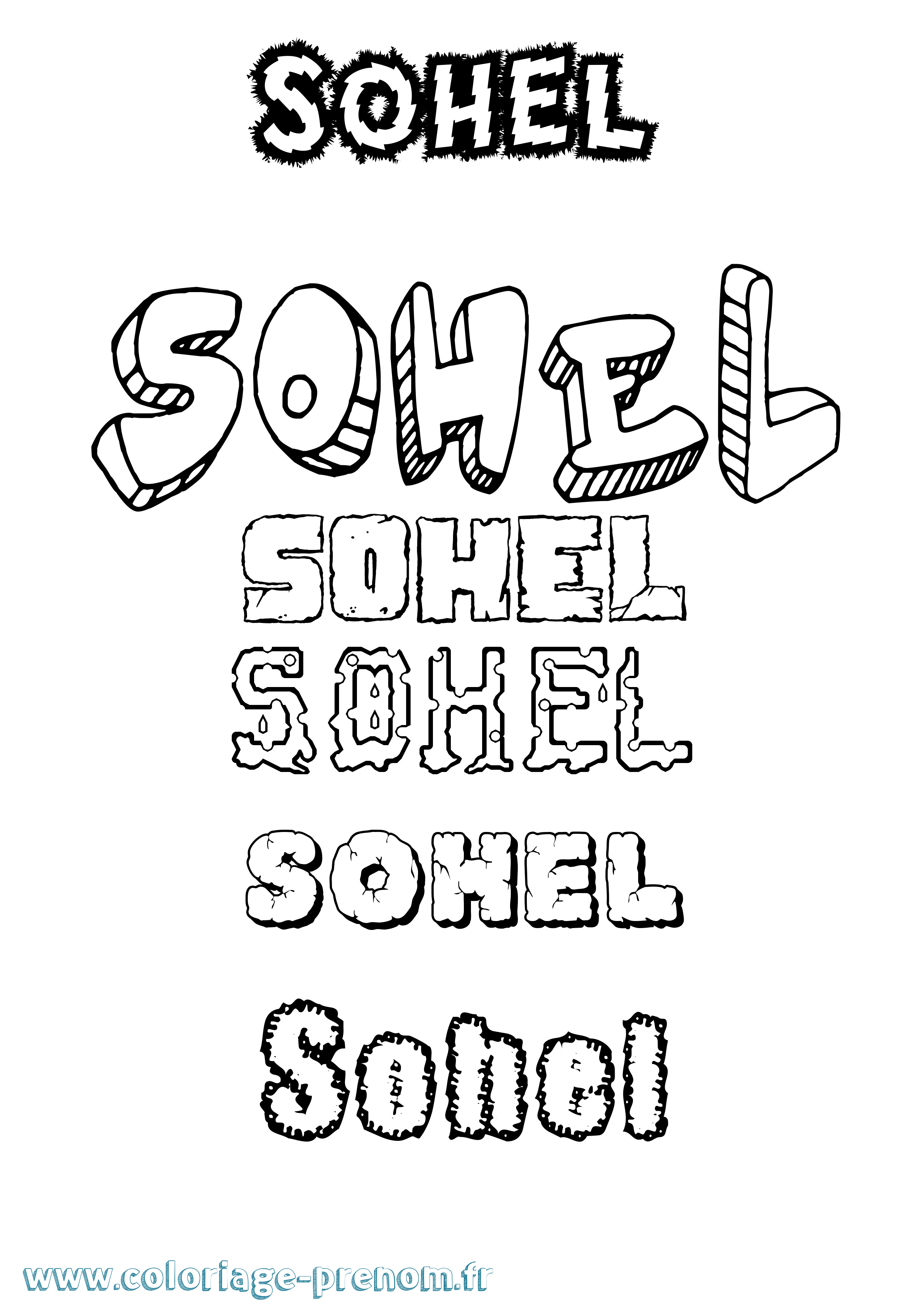 Coloriage Sohel Destructuré Coloriage prénom Sohel Destructuré