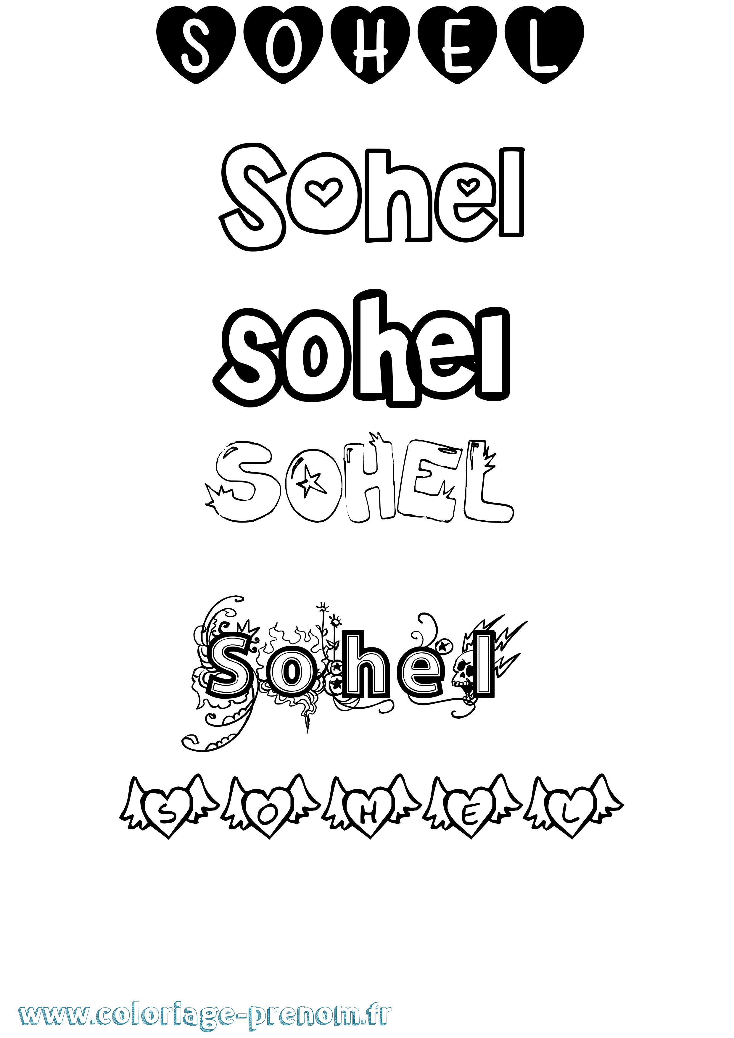 Coloriage Sohel Girly Coloriage prénom Sohel Girly