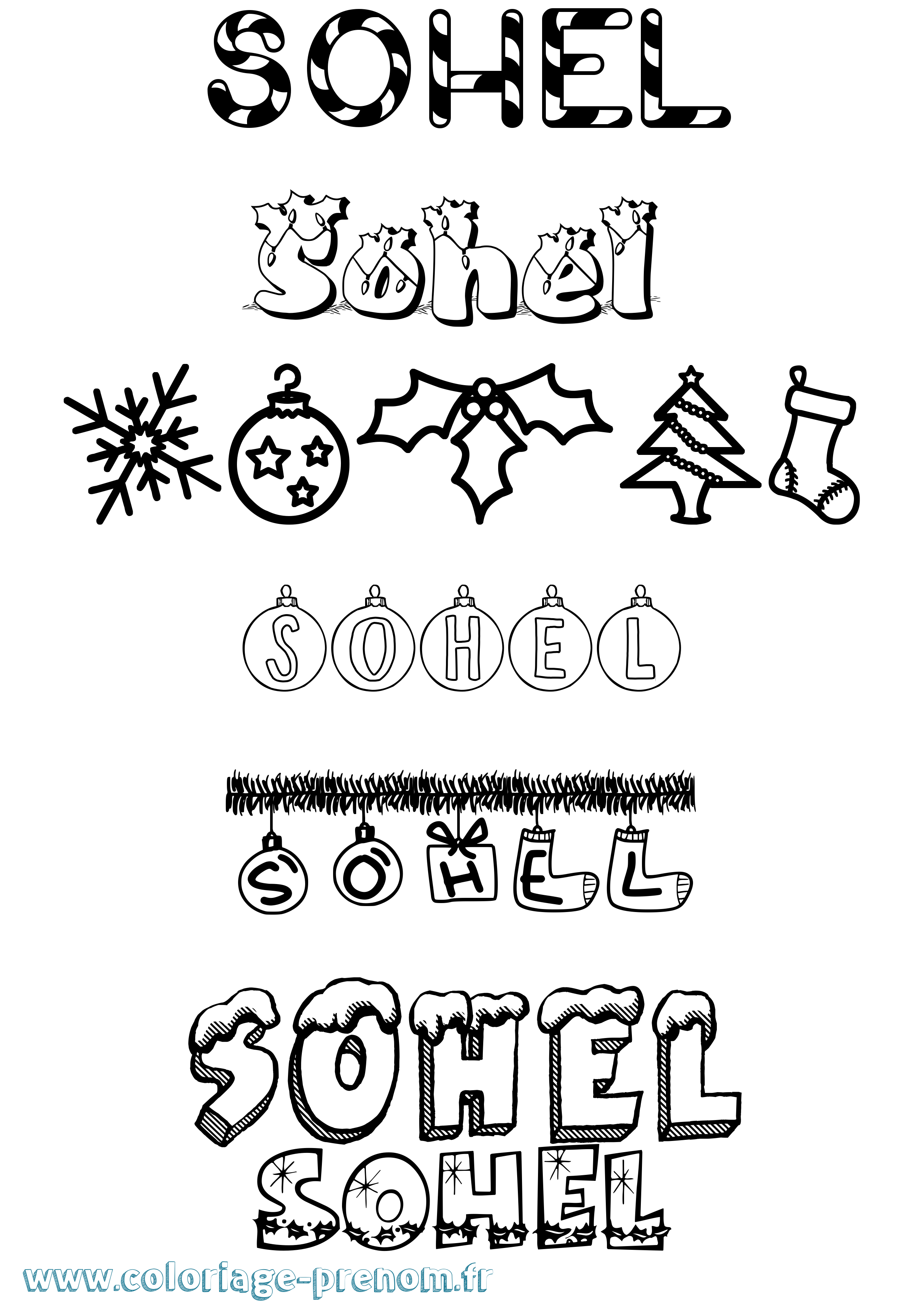 Coloriage Sohel Noël Coloriage prénom Sohel Noël