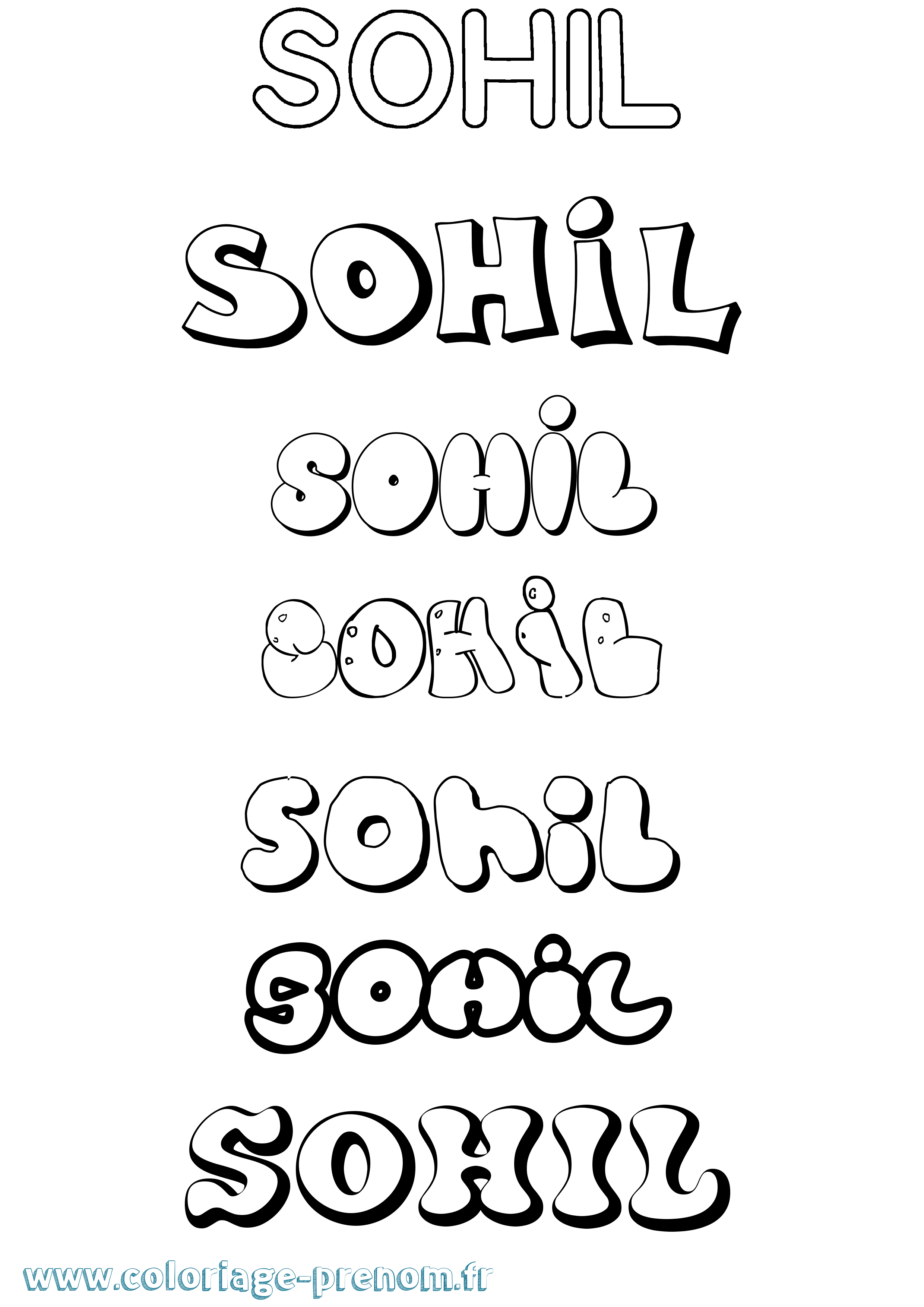 Coloriage Sohil Bubble Coloriage prénom Sohil Bubble