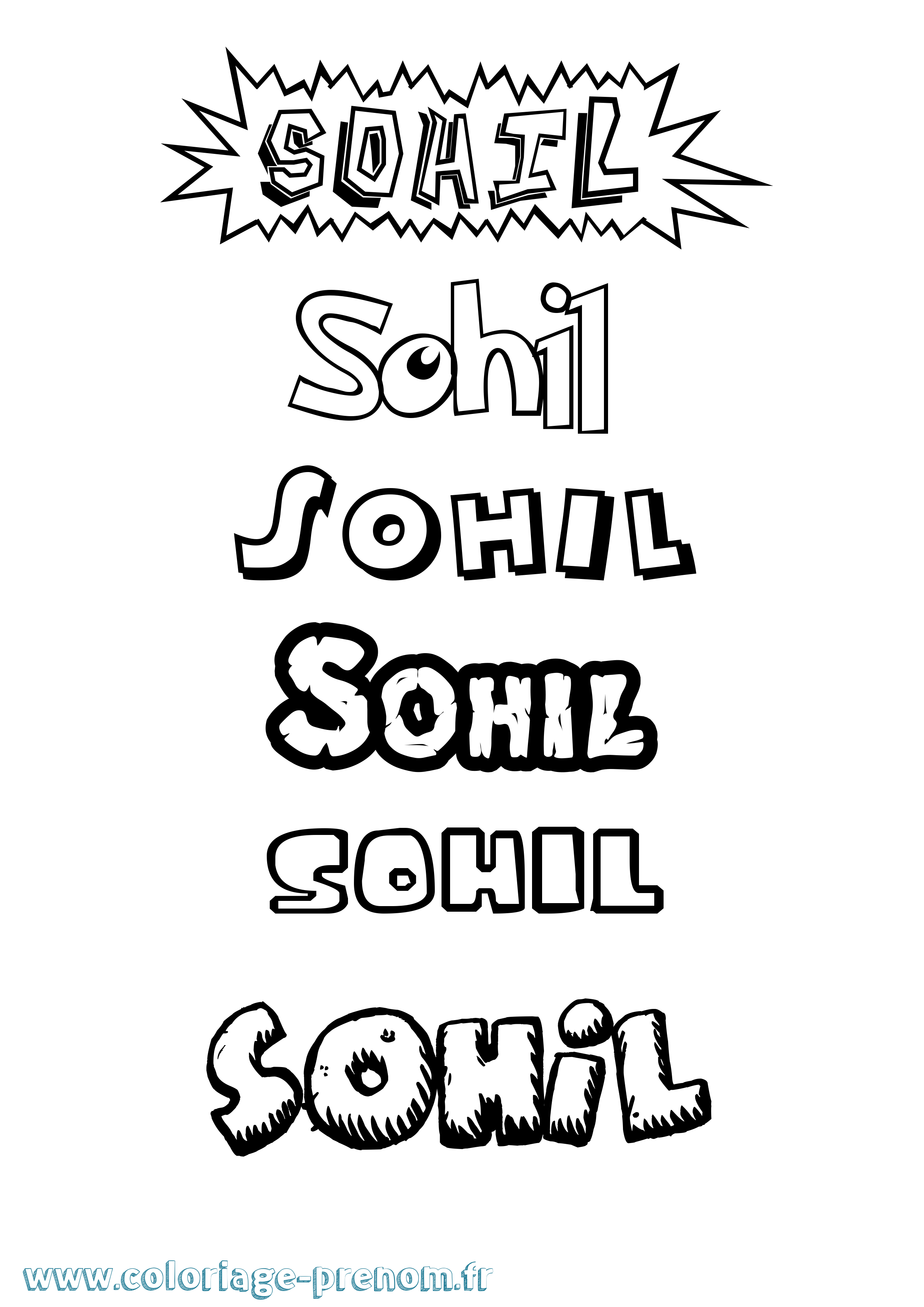 Coloriage Sohil Dessin Animé Coloriage prénom Sohil Dessin Animé