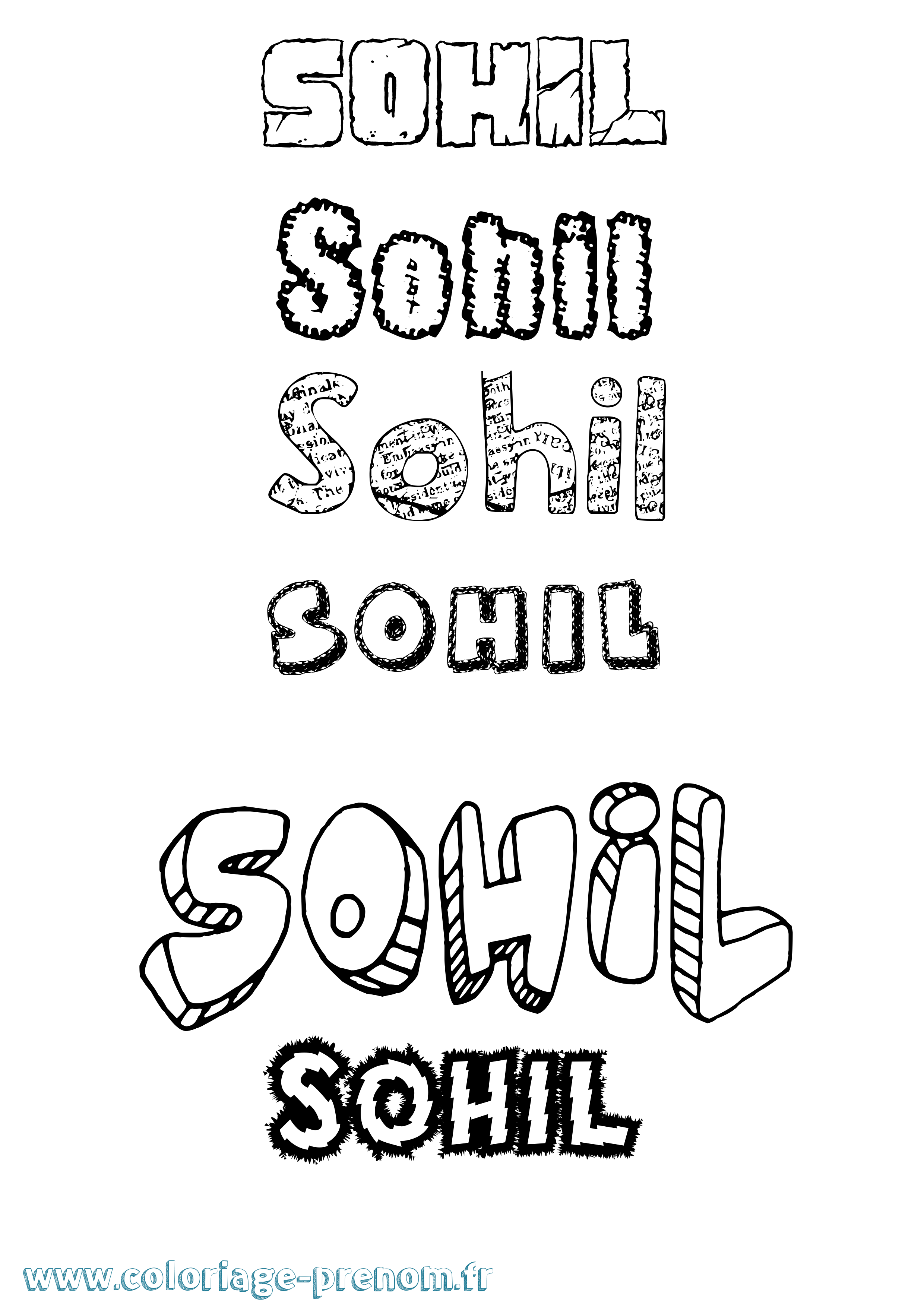 Coloriage Sohil Destructuré Coloriage prénom Sohil Destructuré
